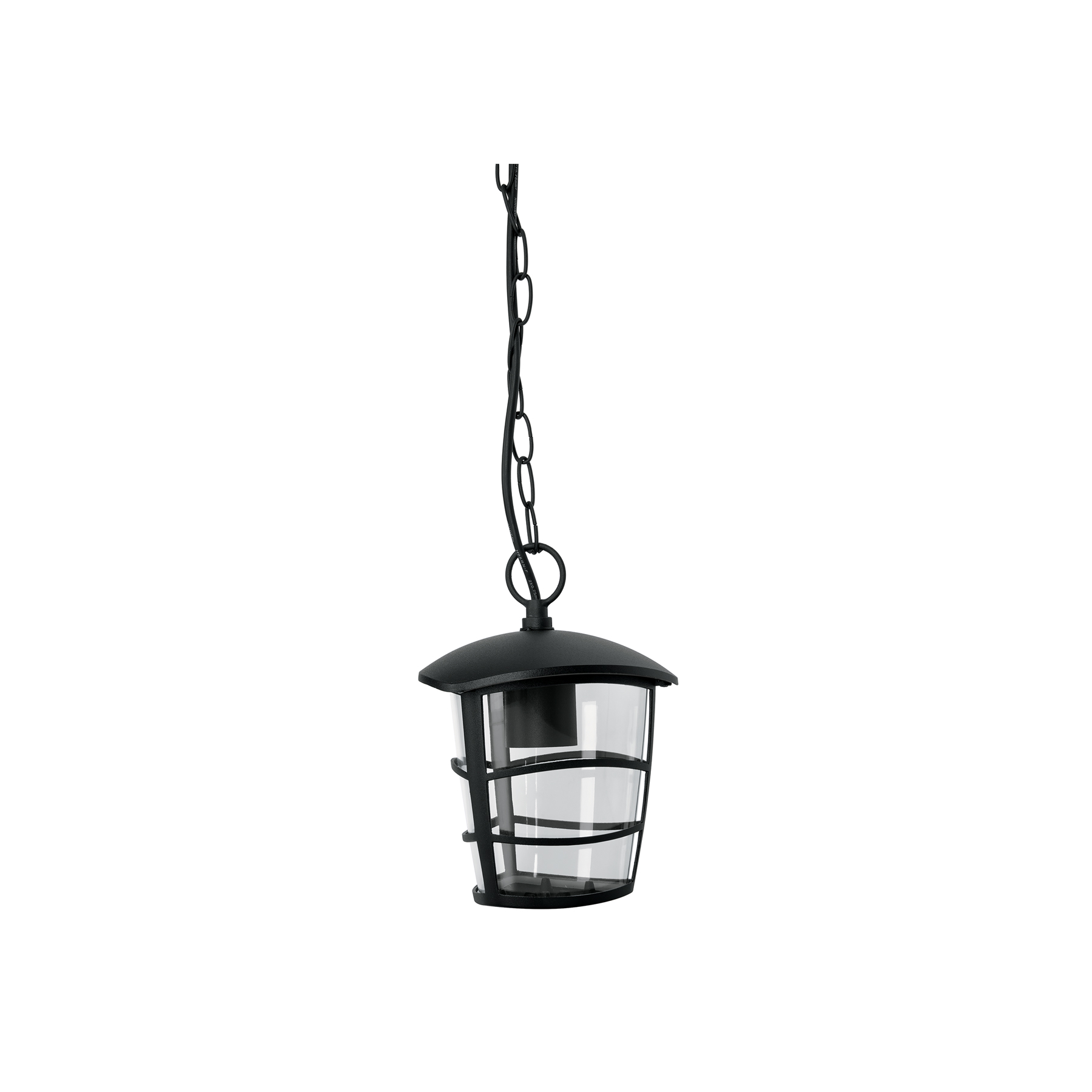 Arbotante tipo farol moderno colgante para exteriores, negro