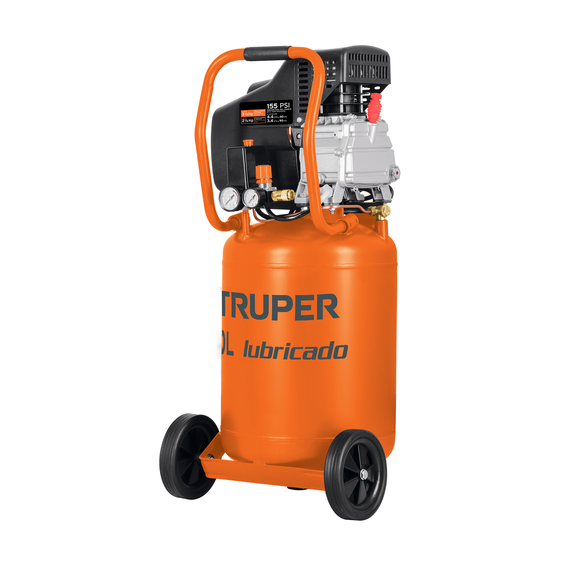 Compresor lubricado, 50L, 3-1/2HP, vertical, 127V, TRUPER