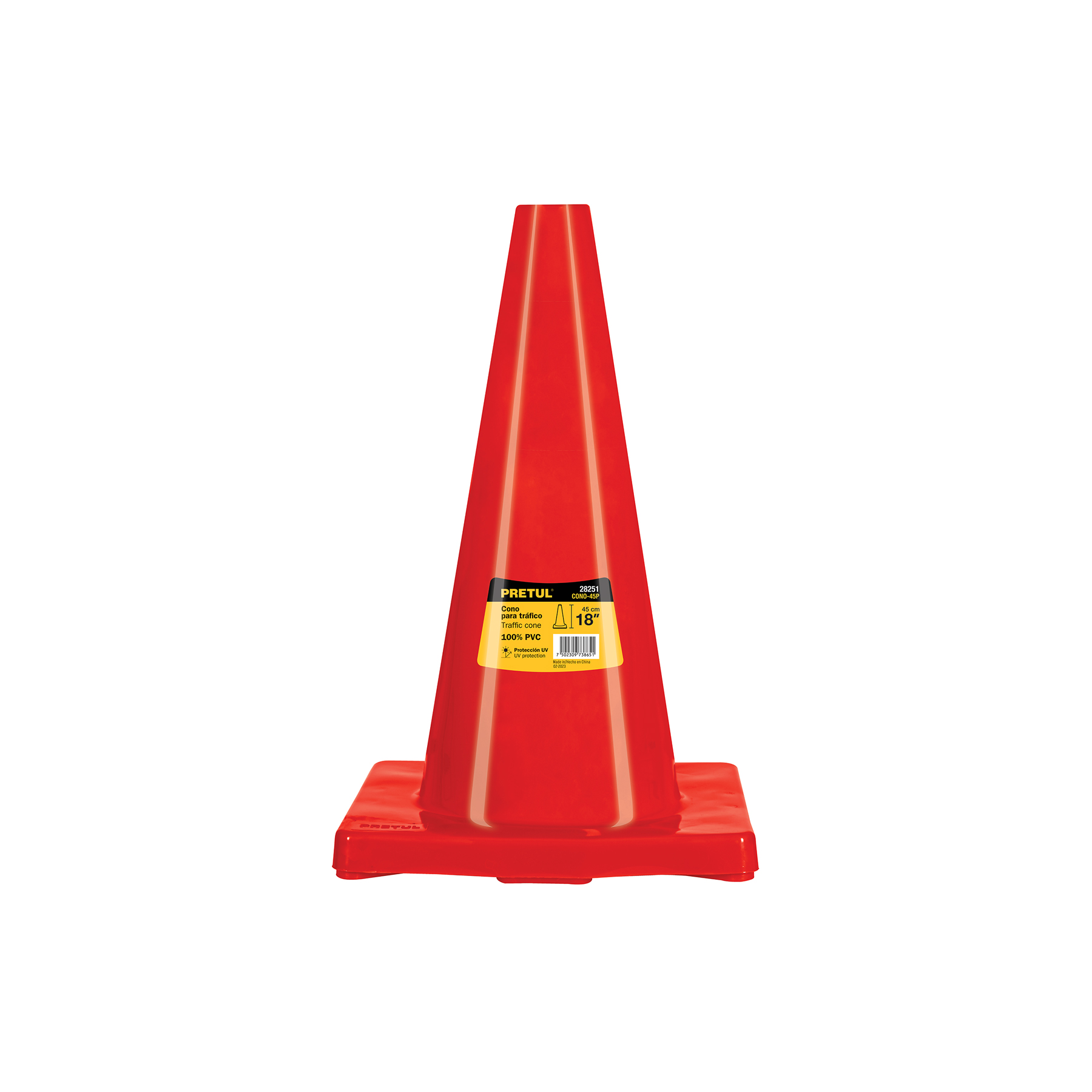 Cono de precaución de 45 cm de PVC, Pretul