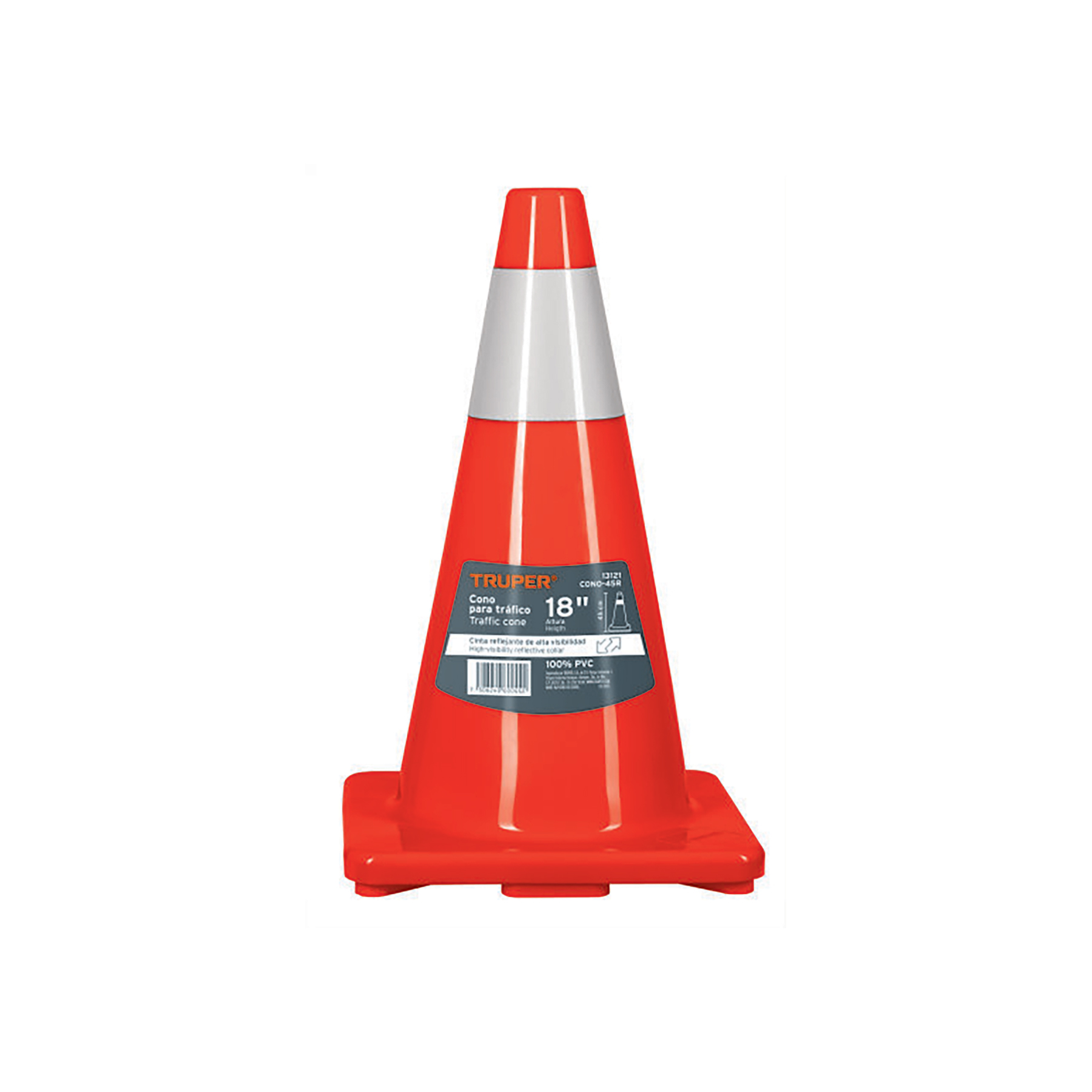 Cono de precaución de 45 cm de PVC con reflejante, Truper