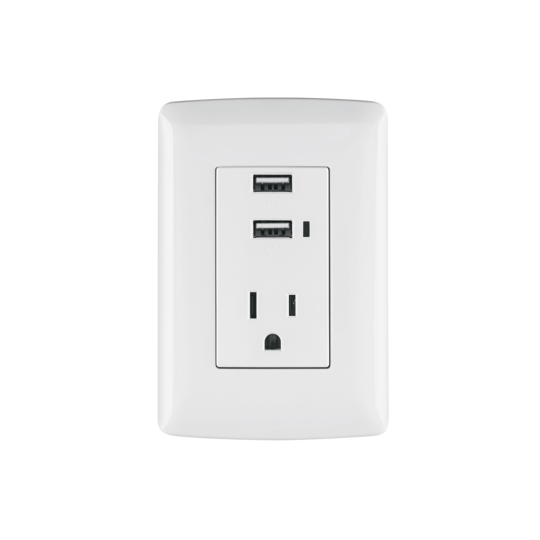 Contacto aterrizado + 2 puertos USB, blanco, línea Italiana