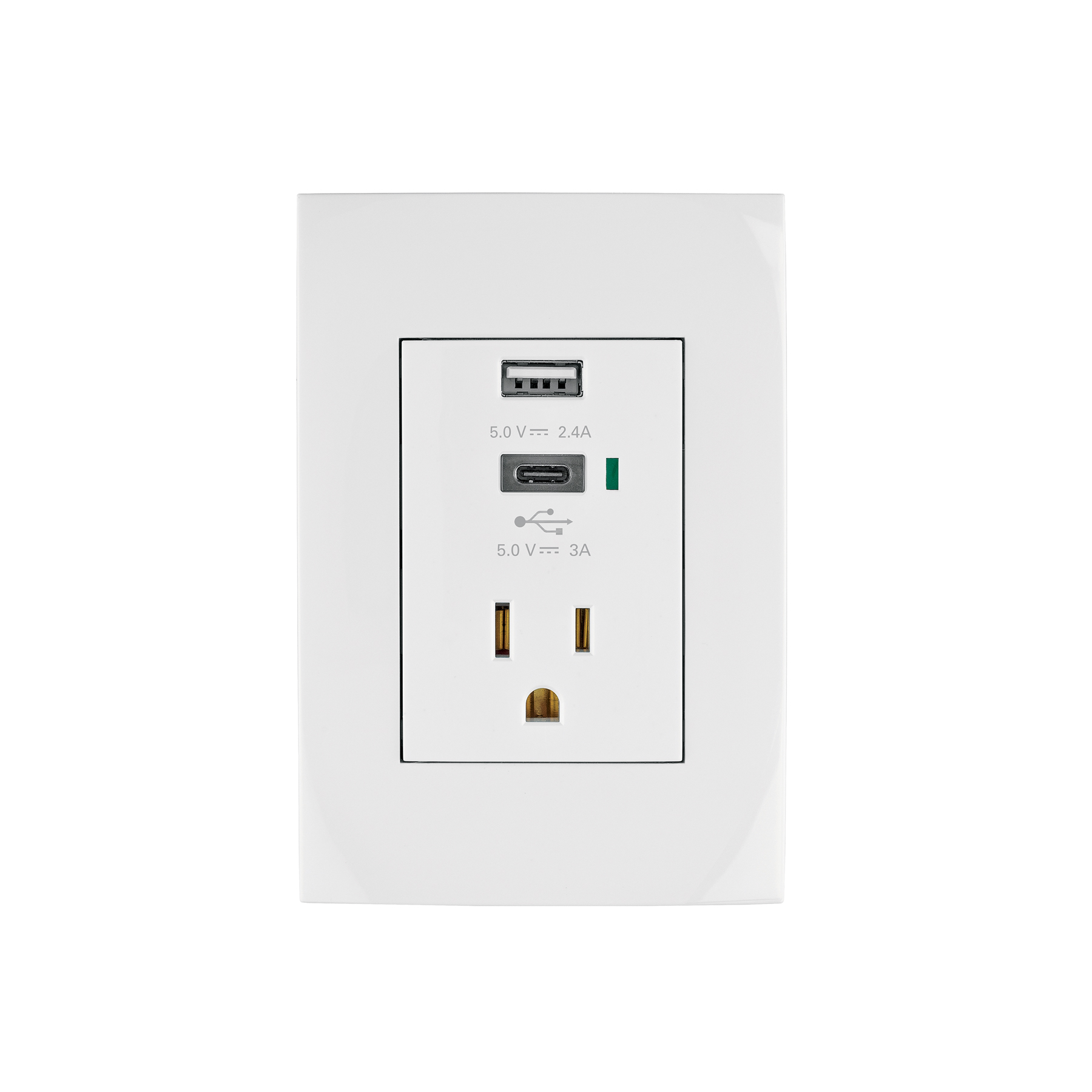 Contacto 2polos + tierra con 2 puertos USB, Oslo, blanco