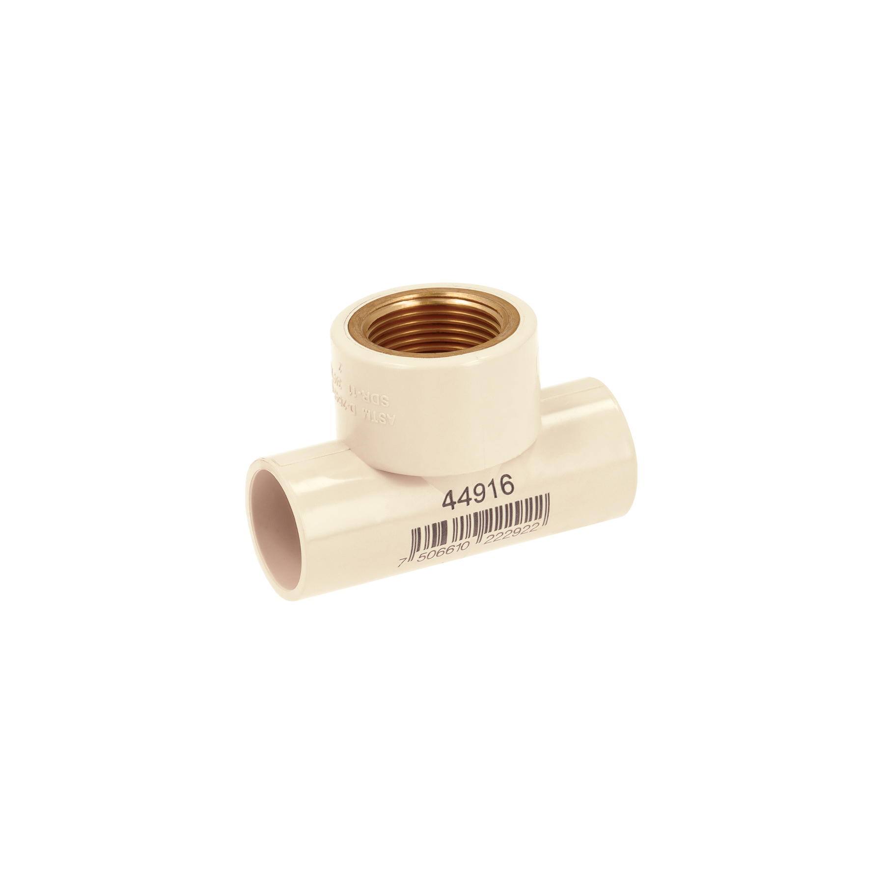 Tee de CPVC 3/4' rosca central hembra inserto latón, FOSET