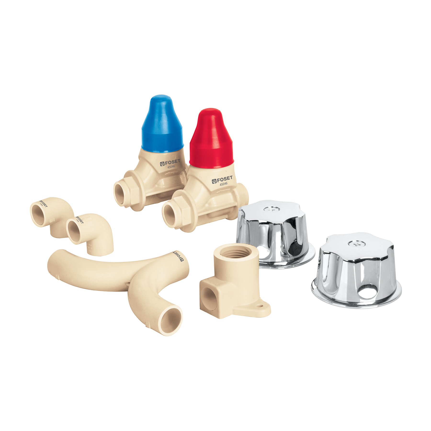 Kit de instalación p/regadera CPVC 1/2' con manerales, FOSET