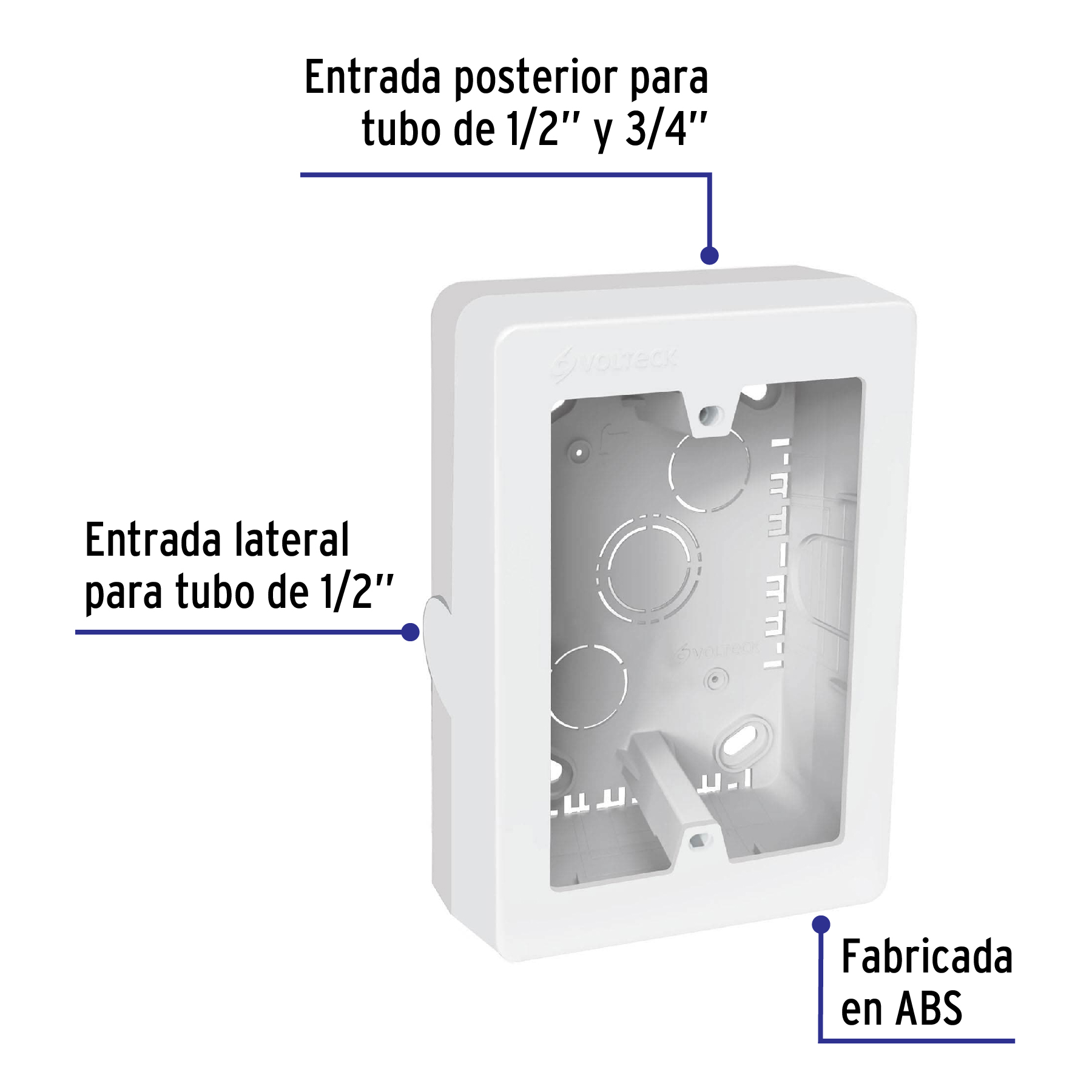 Caja de contactos para canaleta 3' x 5', blanca, Volteck - Imagen 2