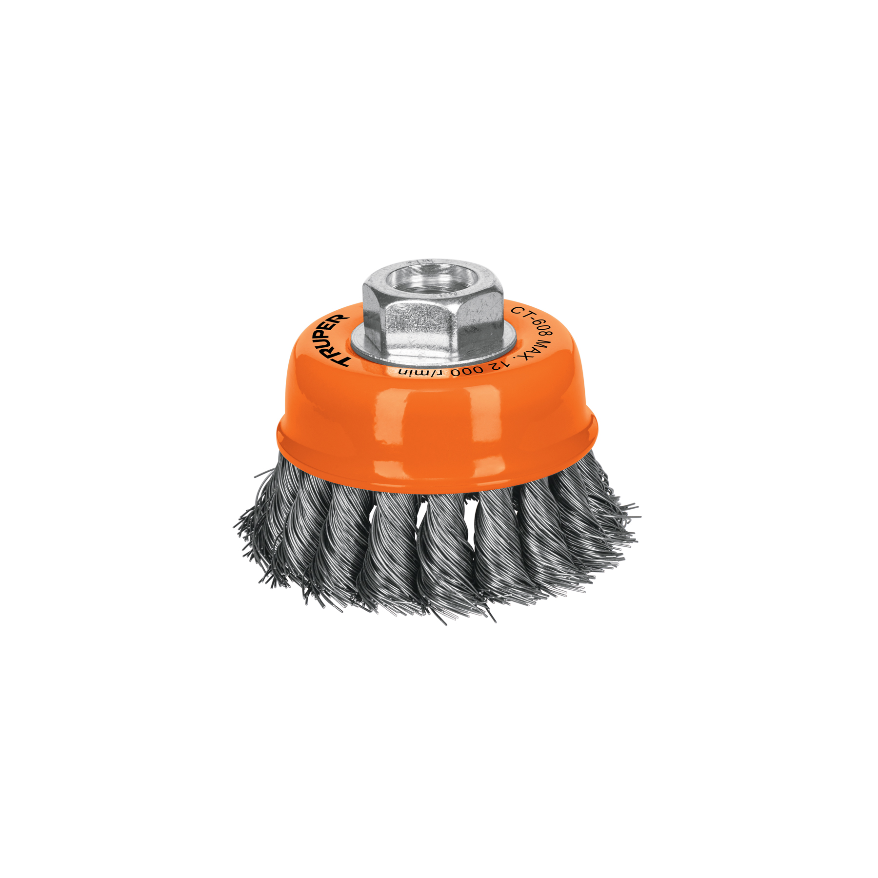 Carda copa 3' alambre trenzado fino, eje 5/8'-11, Truper