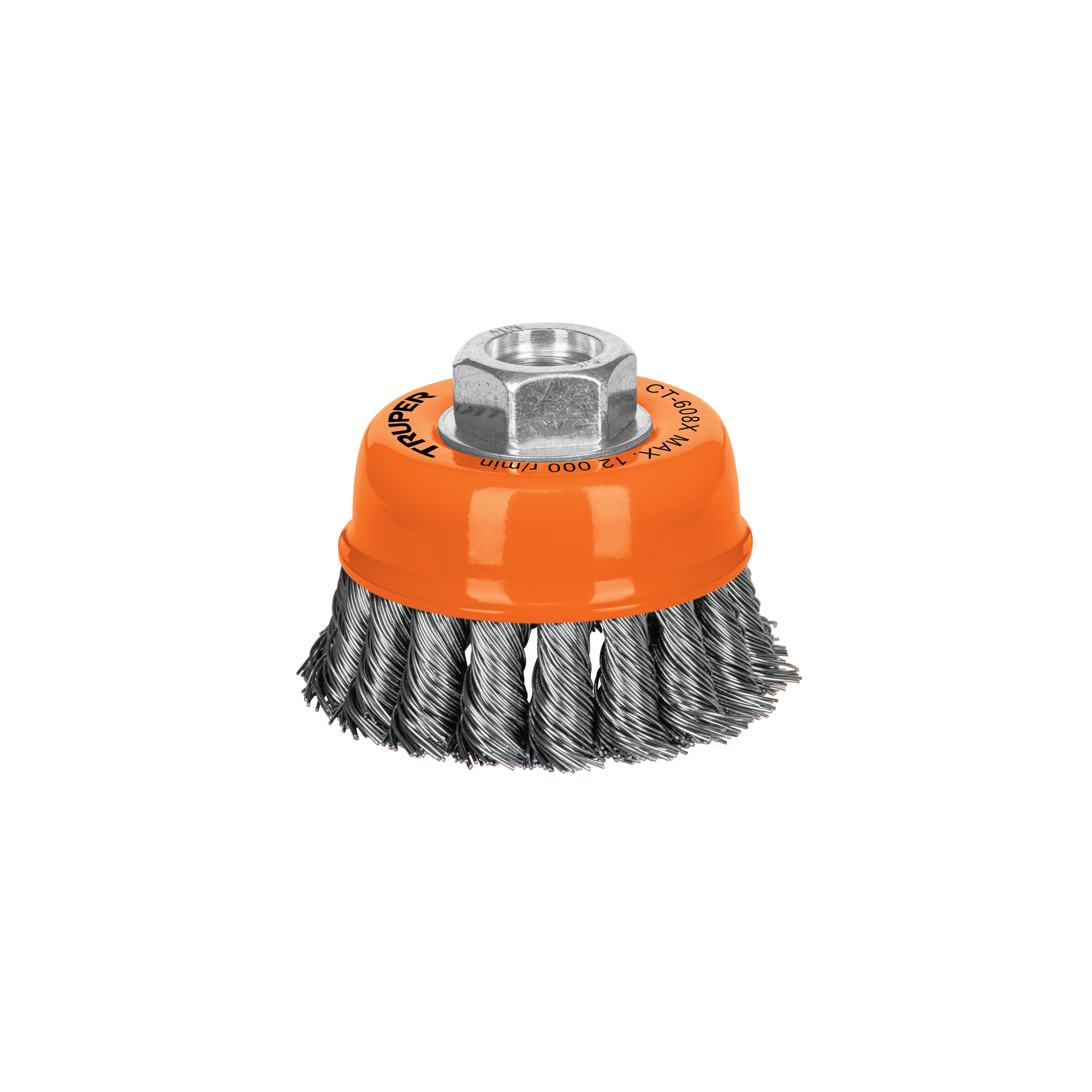 Carda copa 3' alambre trenzado grueso, eje 5/8'-11, Truper