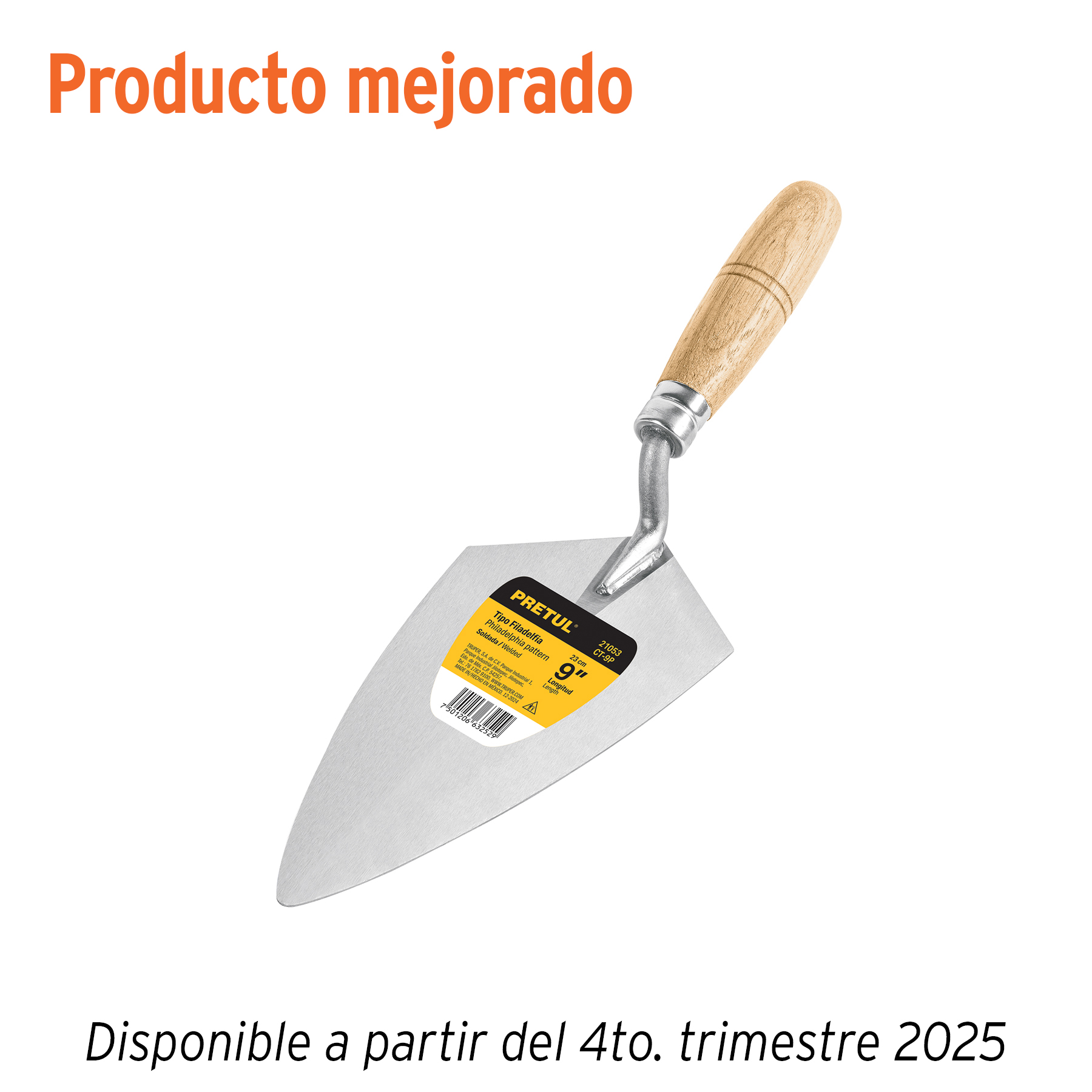 Cuchara para albañil 9' tipo Filadelfia, PRETUL