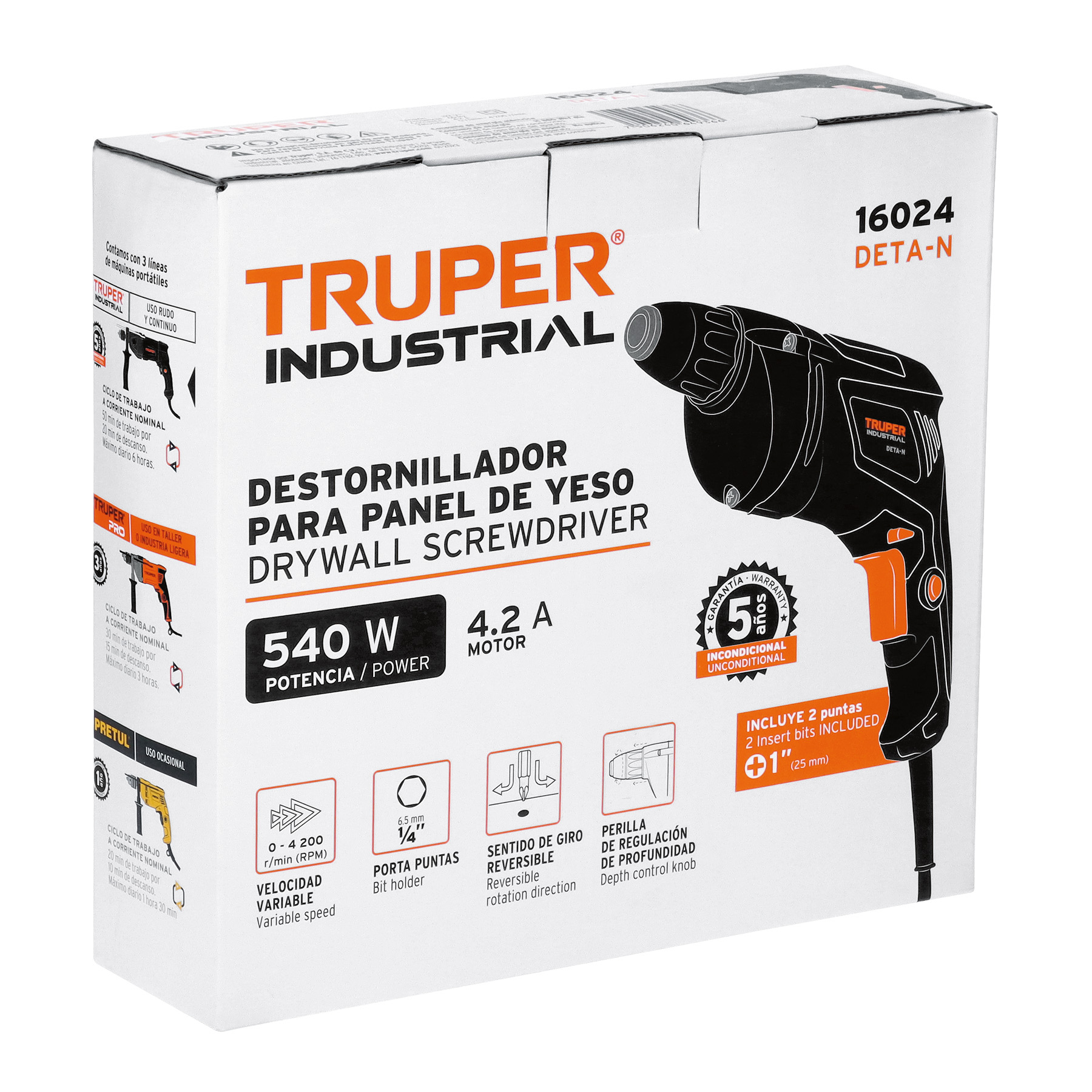 Destornillador para panel de yeso 540W, TRUPER INDUSTRIAL - Imagen 4