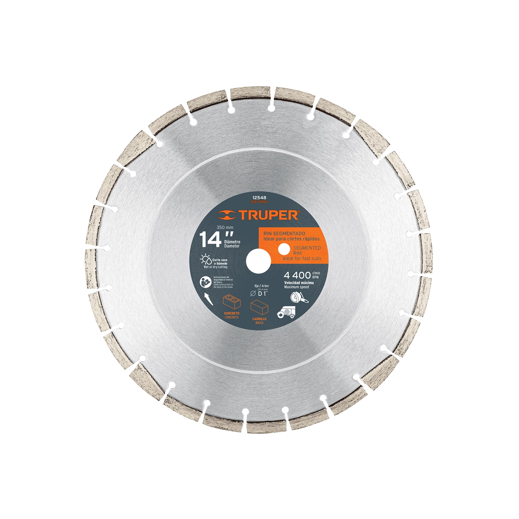 Disco de diamante de 14' x 2.8 mm, corte ladrillo y concreto