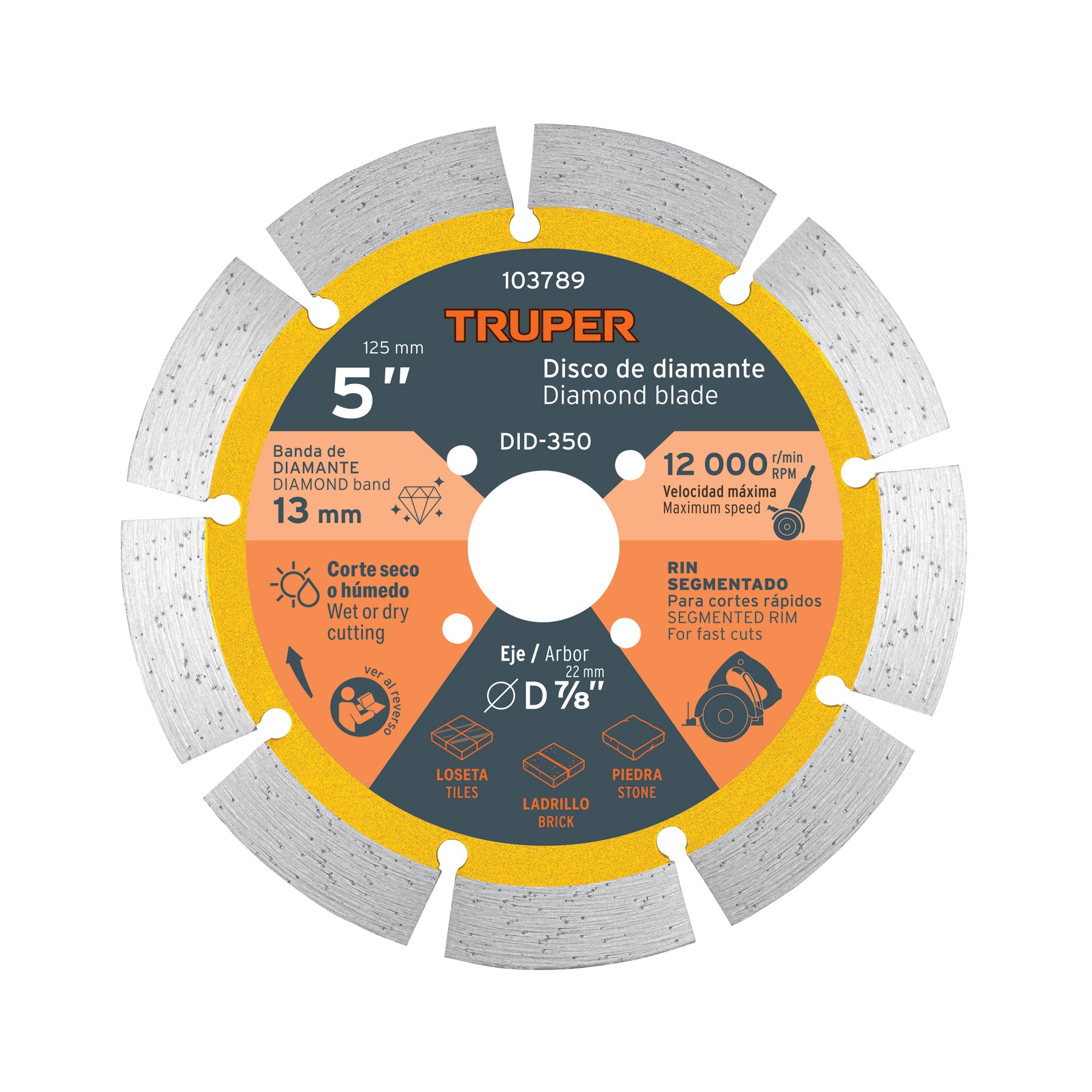 Disco de diamante 5' para ranuradora de concreto, TRUPER