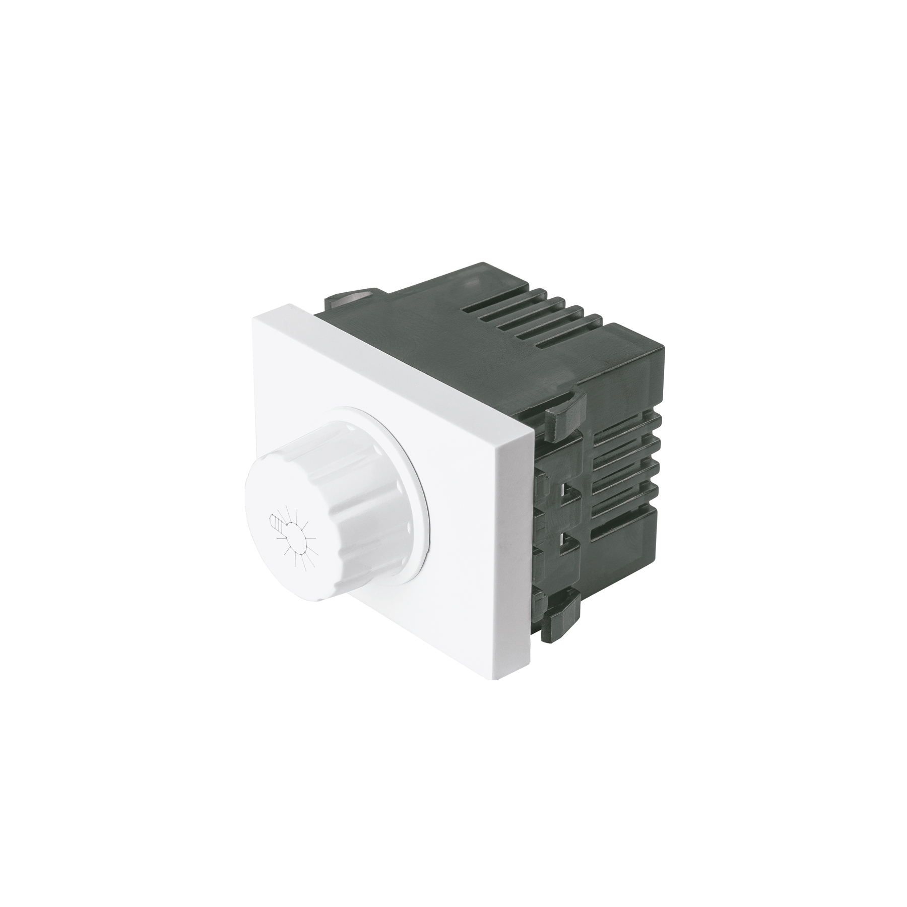 Dimmer giratorio, 1.5 módulos, línea Española, color blanco