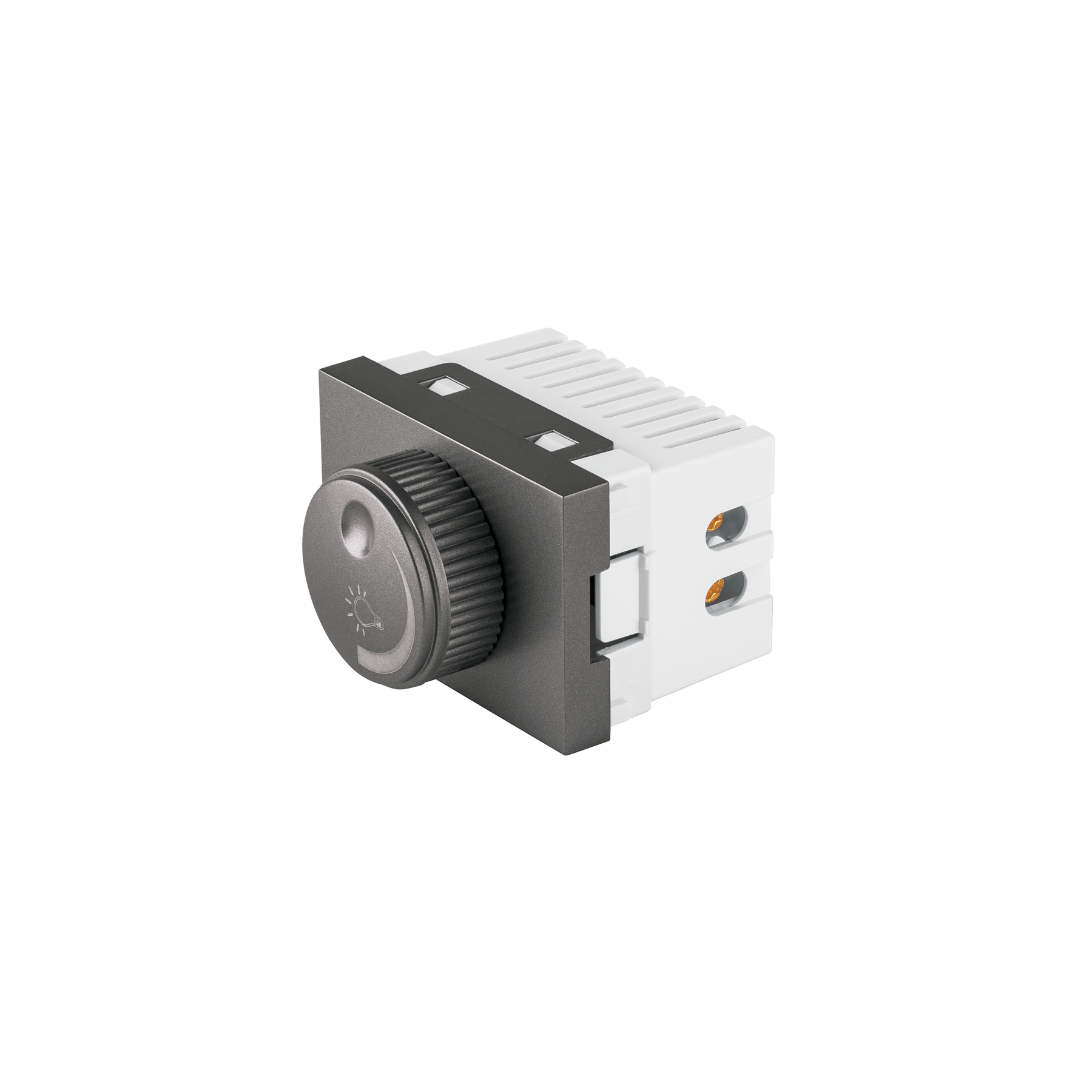Dimmer giratorio acero inox de 1.5 módulos, línea Lisboa