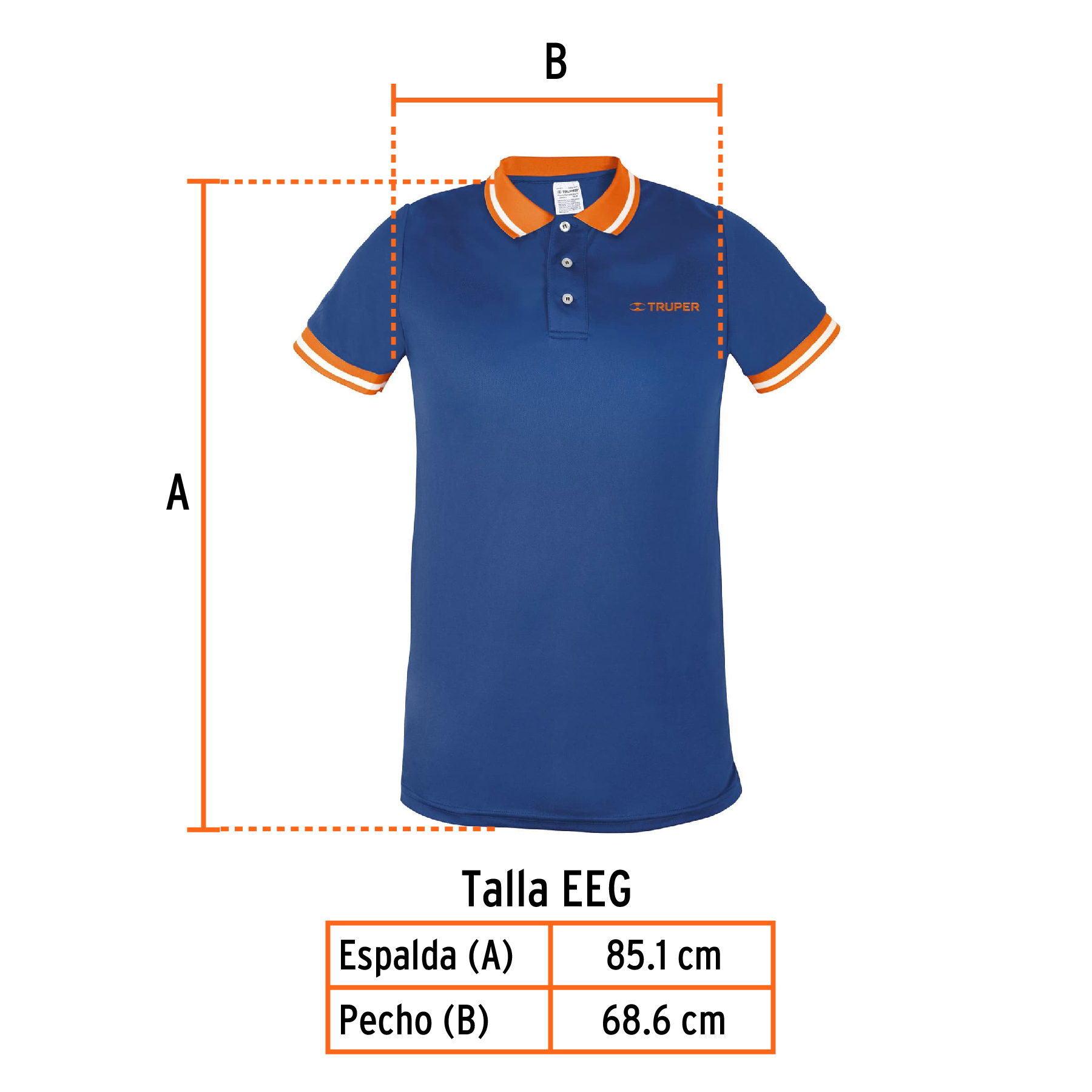 Playera polo performance para hombre, azul, EEG, Truper - Imagen 3