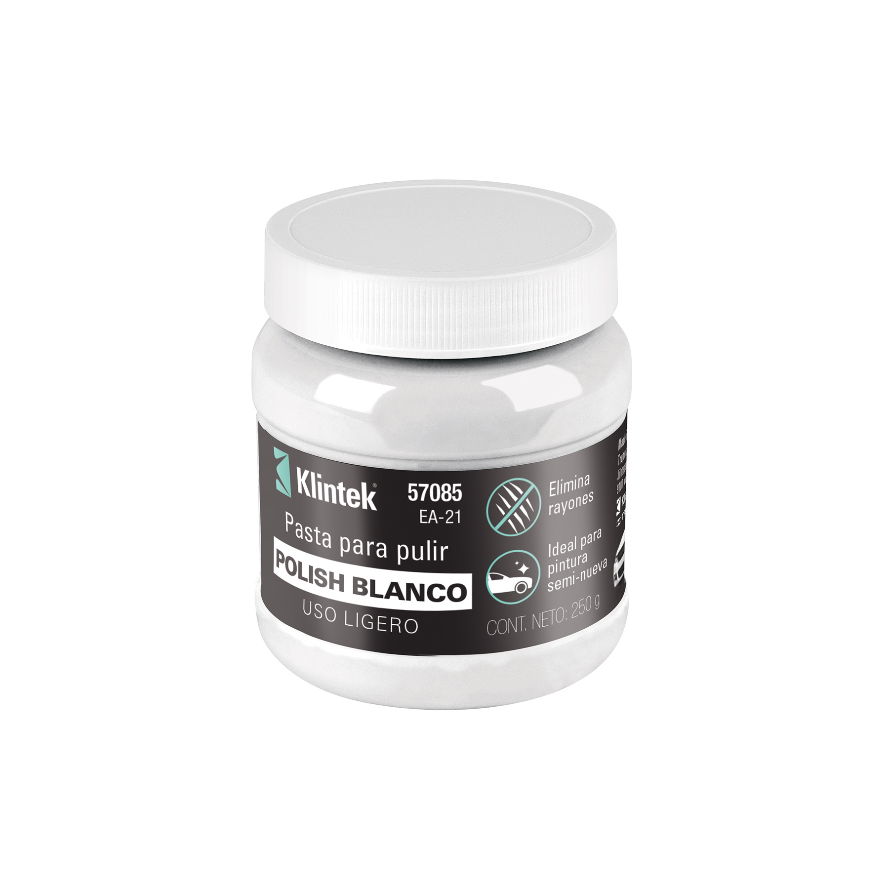 Polish blanco en pasta para auto, 250 g, uso ligero, KLINTEK