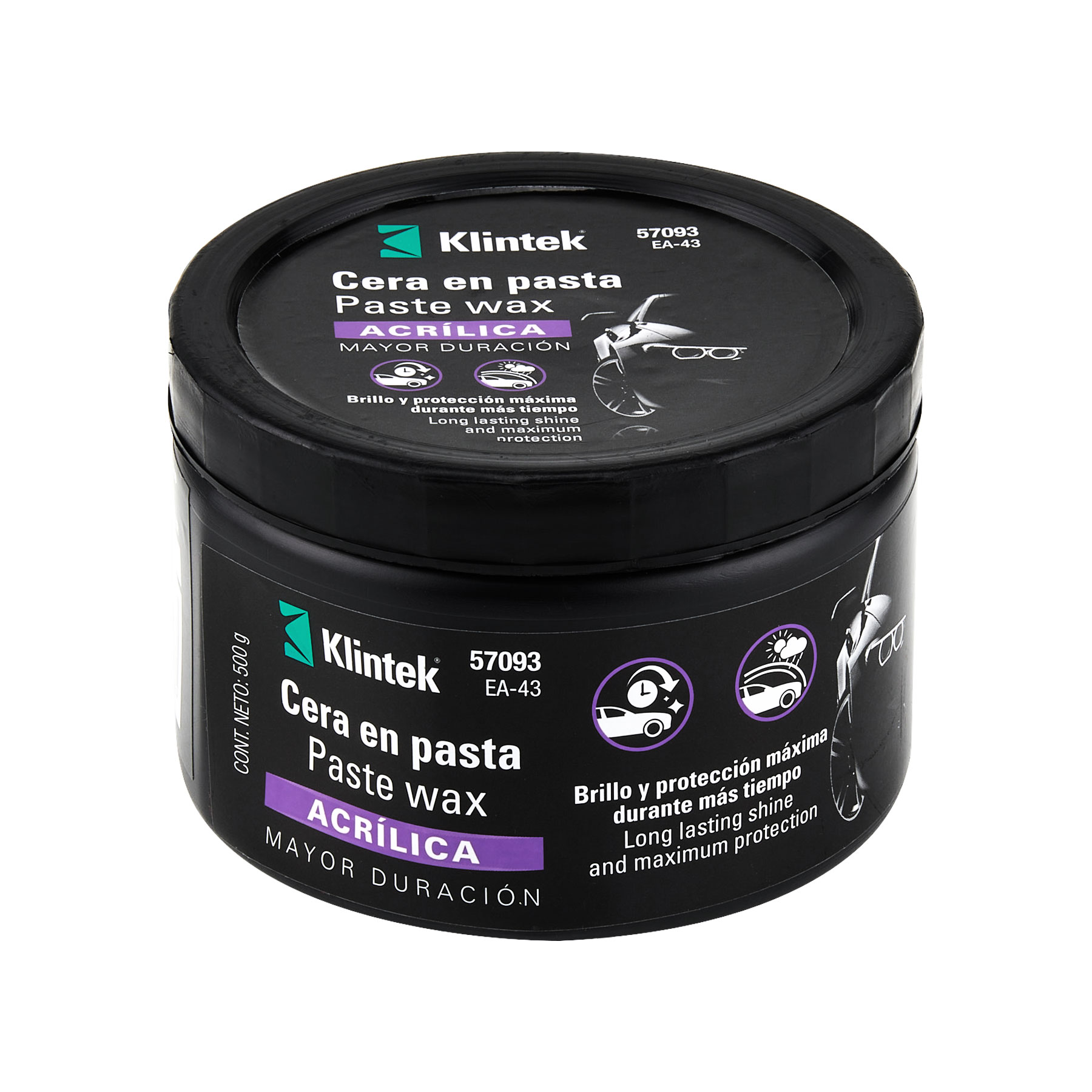 Cera pasta acrílica para auto, 500 g, KLINTEK