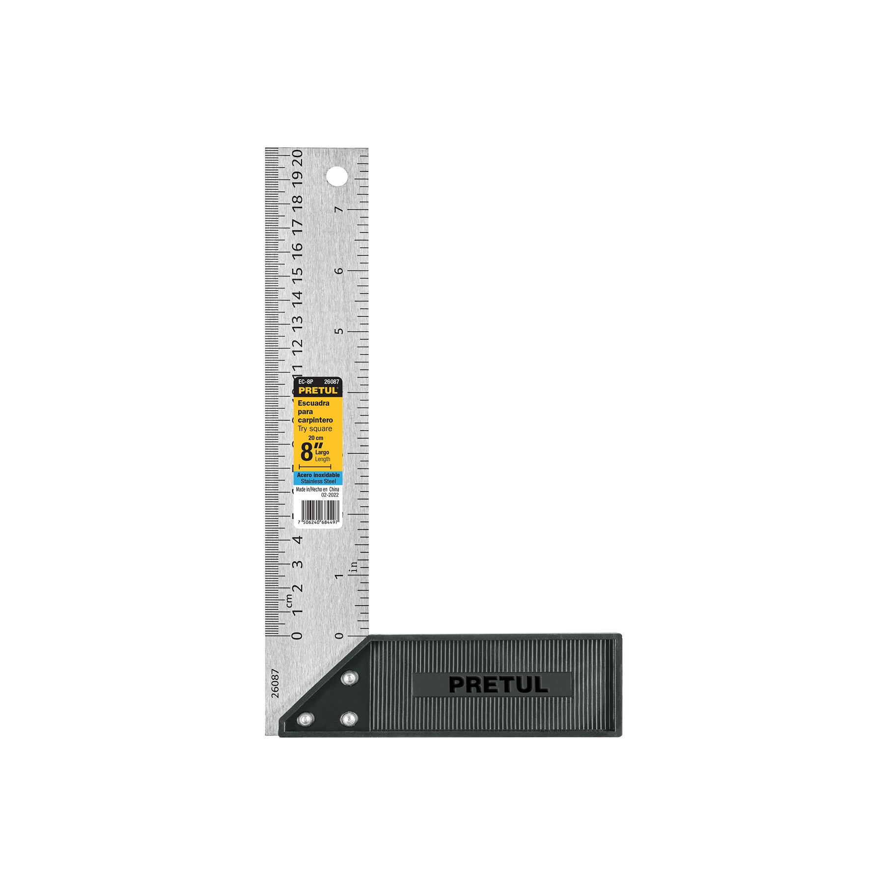 Escuadra 8' para carpintero, Pretul
