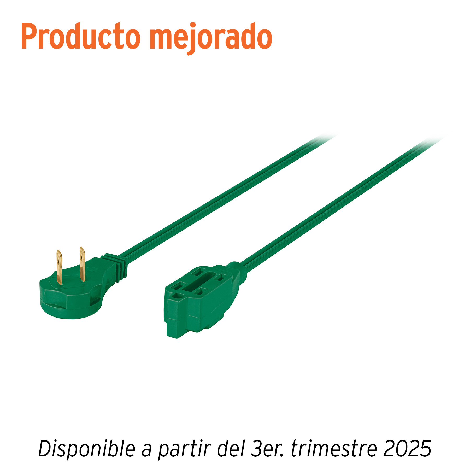 Extensión eléctrica doméstica 2 m clavija plana, verde