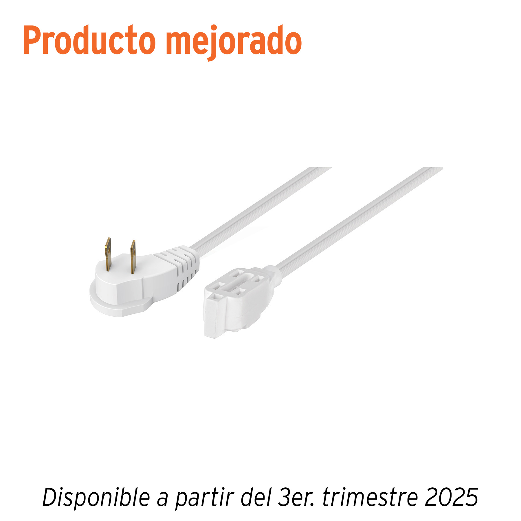 Extensión eléctrica doméstica 4 m clavija plana, blanca