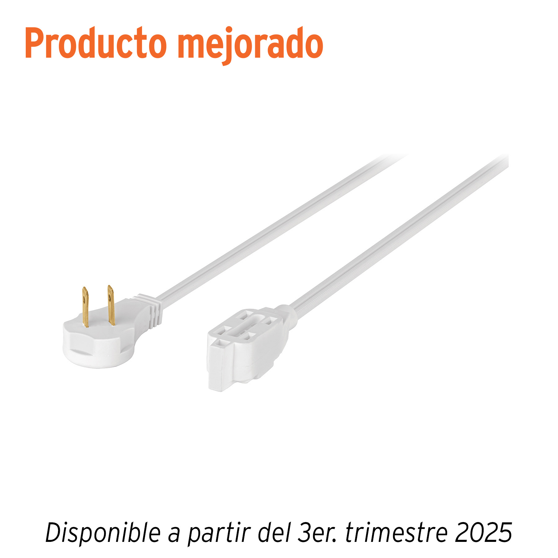 Extensión eléctrica doméstica 8 m clavija plana, blanca