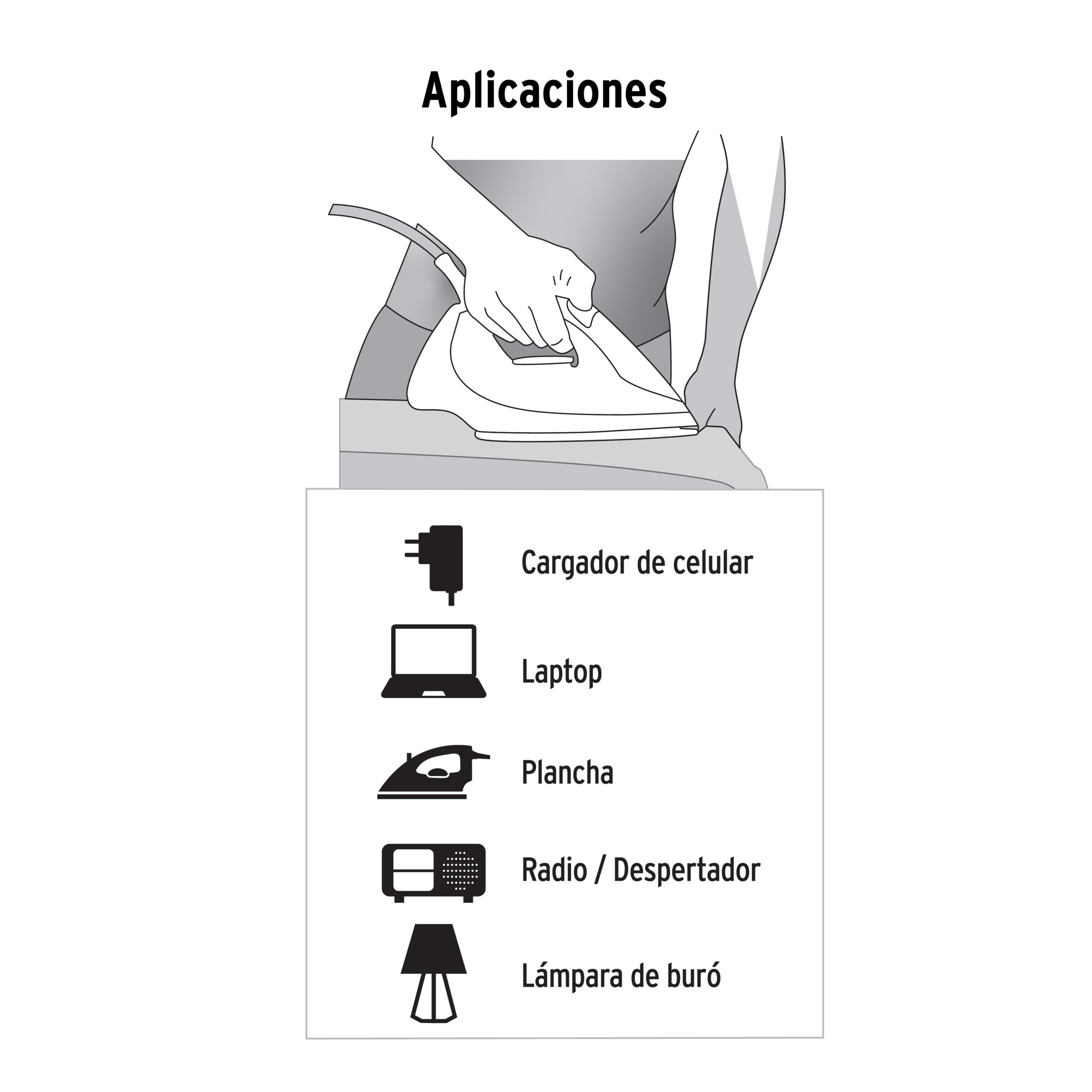 Extensión eléctrica doméstica 8 m clavija recta, blanca - Imagen 3