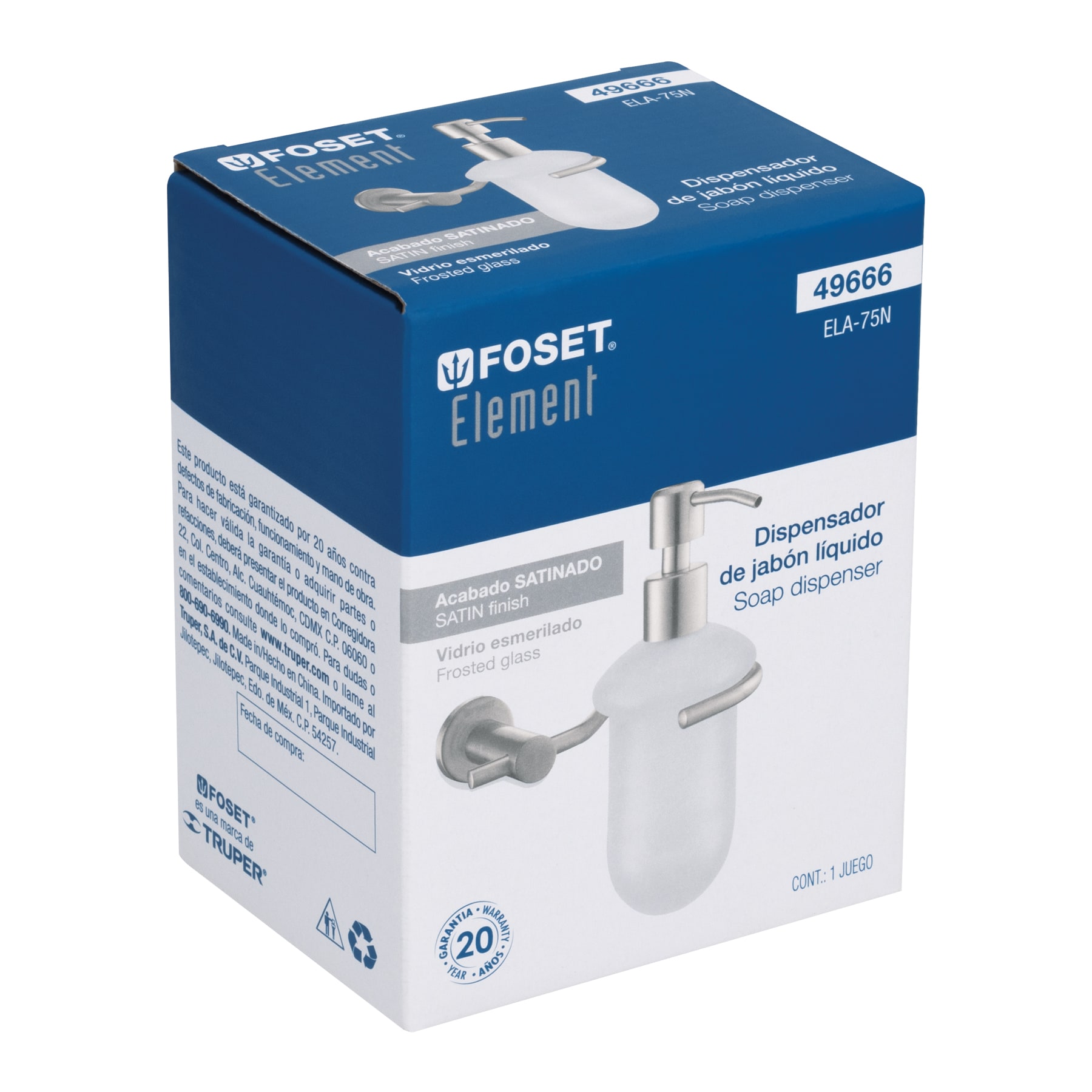 Dispensador de jabón a pared en acabado satín, Foset Element - Imagen 4