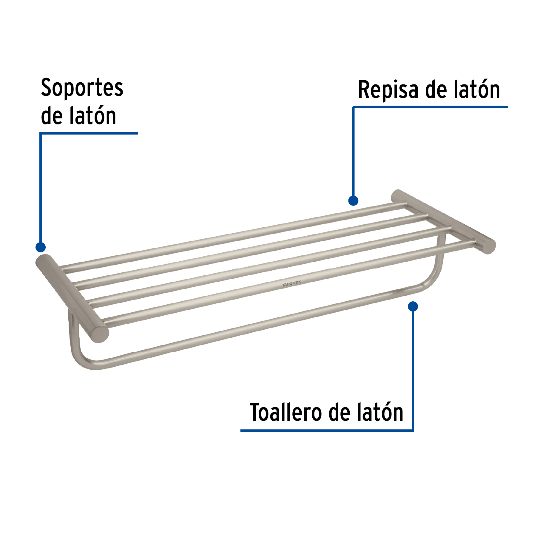 Repisa de latón portatoalla en acabado satín, Foset Element - Imagen 2