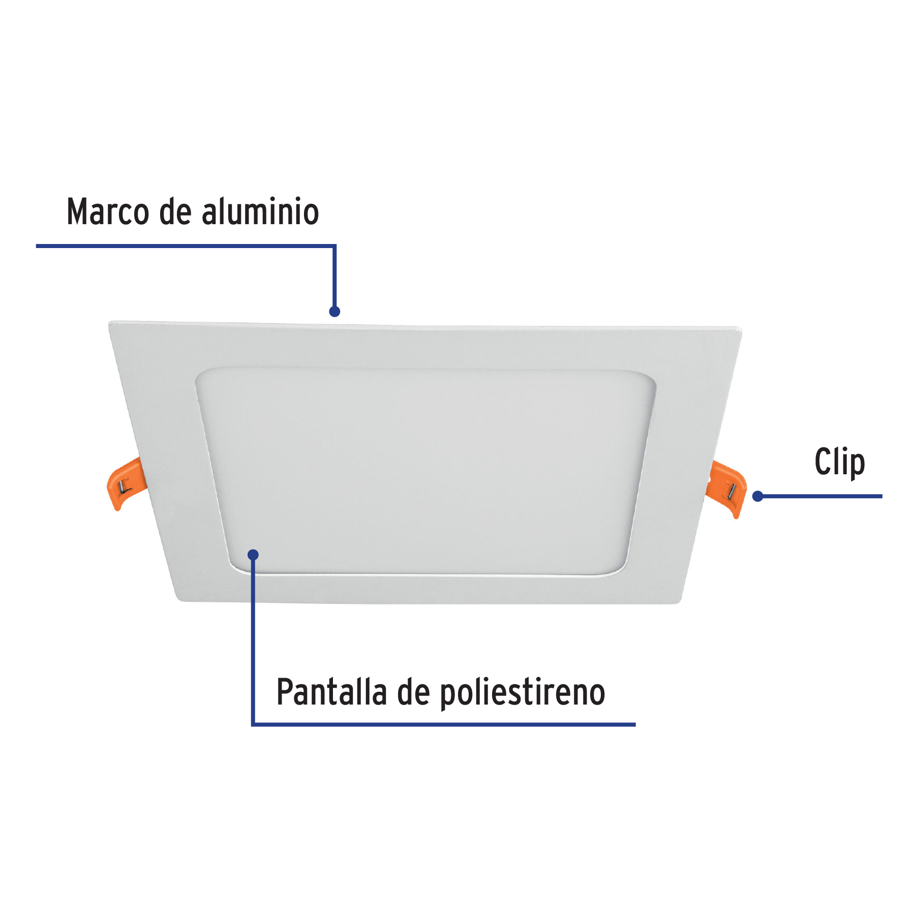 Luminario LED plafón 12W 3000K ultradelgado cuadrado VOLTECK - Imagen 2
