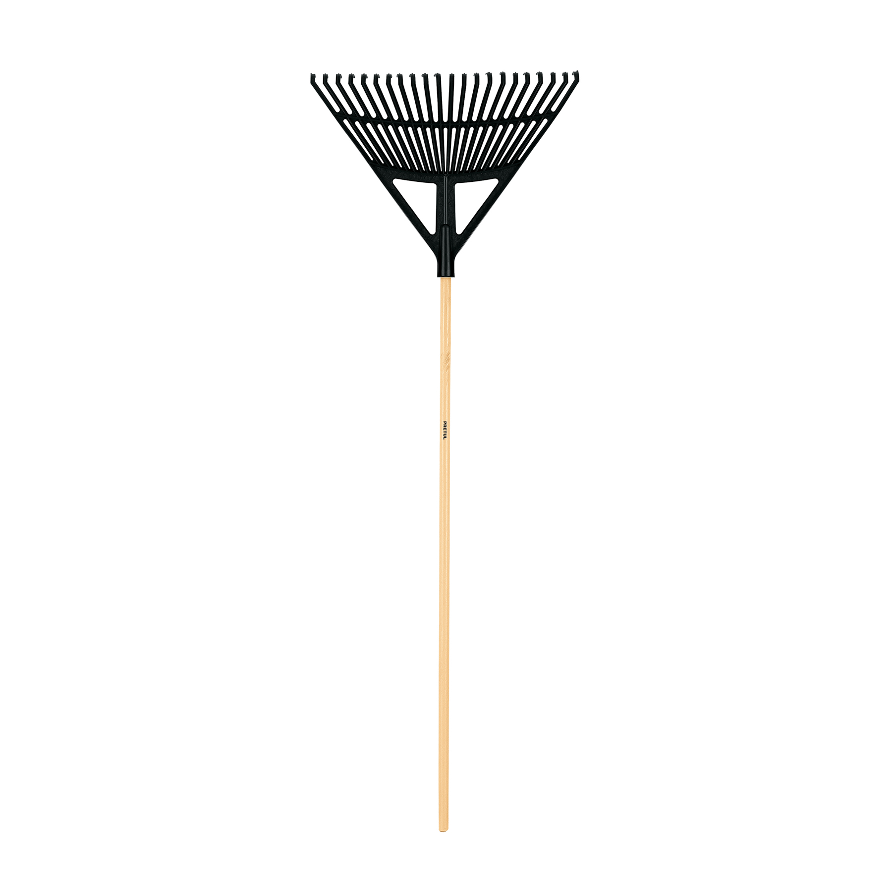 Escoba plástica p/jardín, flex. 22 dientes, mango 48',Pretul