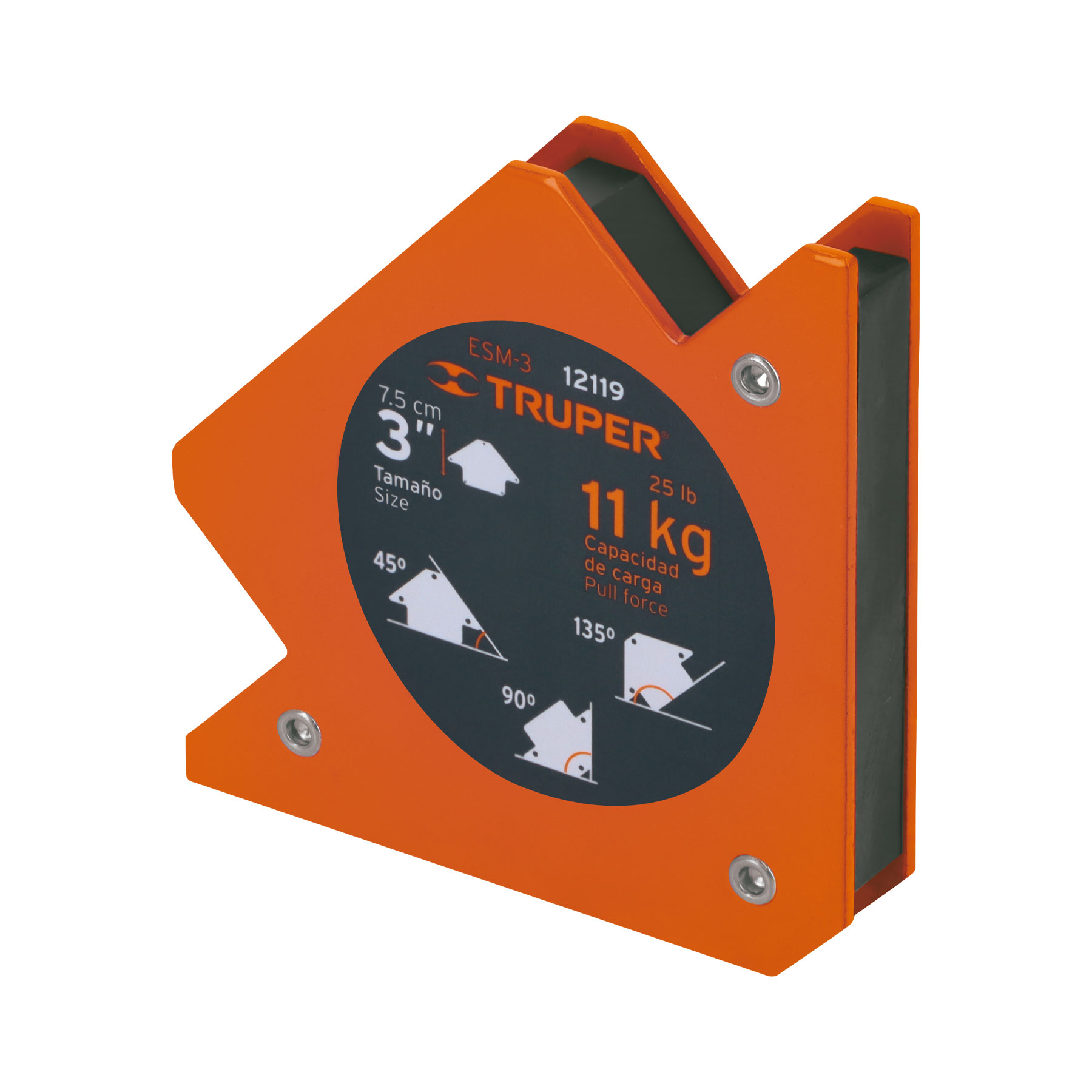 Escuadra magnética p/soldar, 3', capacidad 11 kg, TRUPER