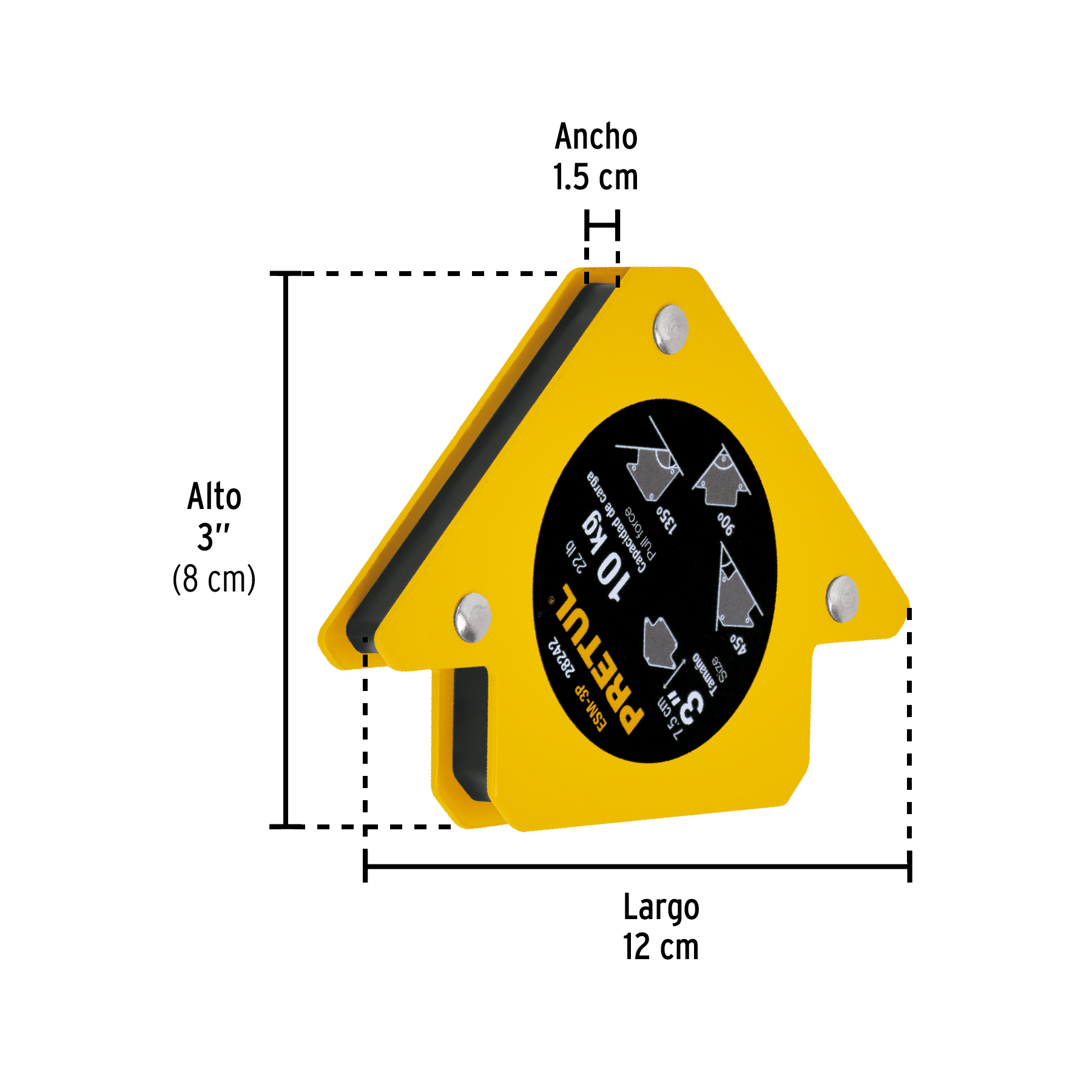 Escuadra magnética p/soldar, 3', capacidad 10 kg, PRETUL - Imagen 2