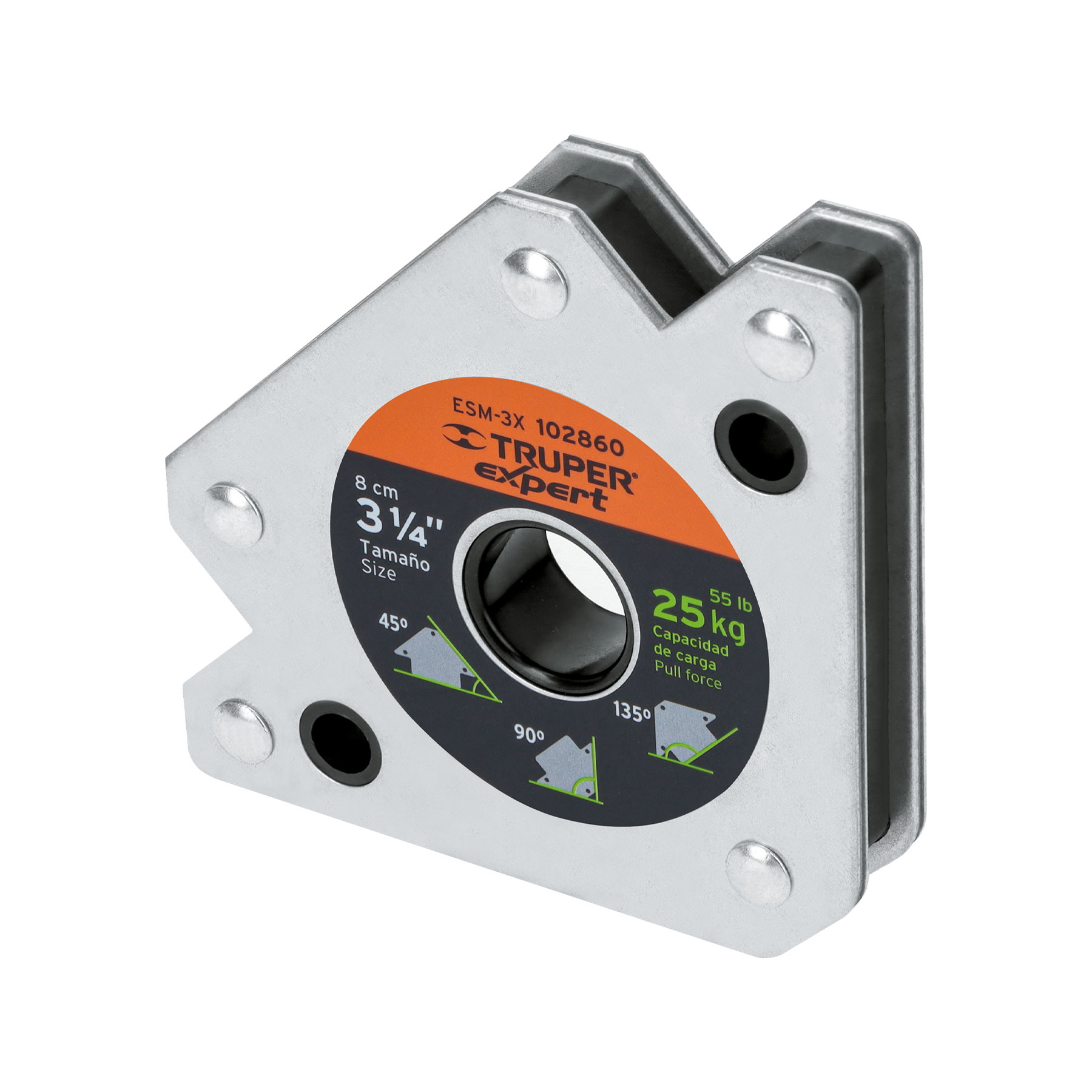 Escuadra magnética p/soldar, 3-1/4', capacidad 25 kg, EXPERT