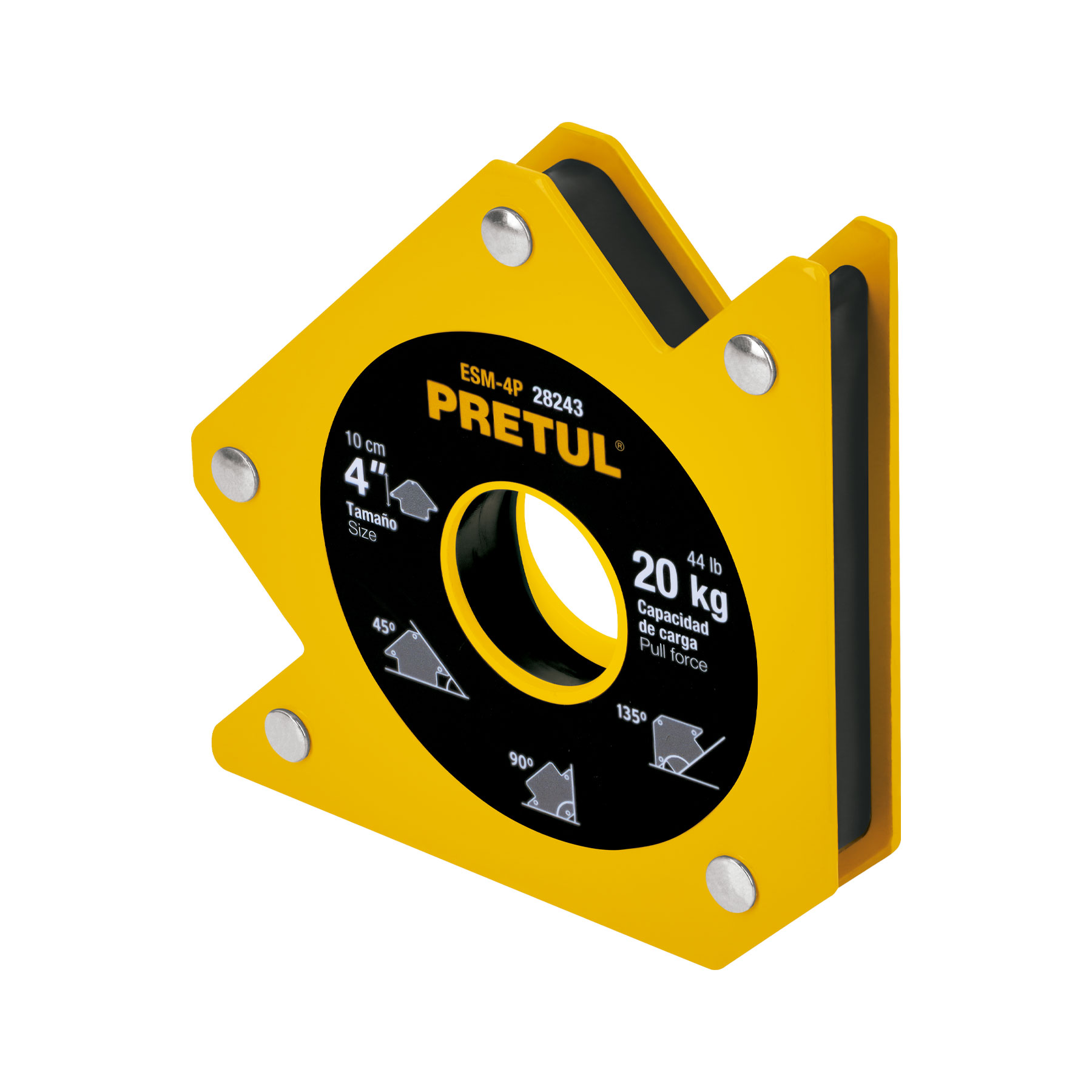 Escuadra magnética p/soldar, 4', capacidad 20 kg, PRETUL