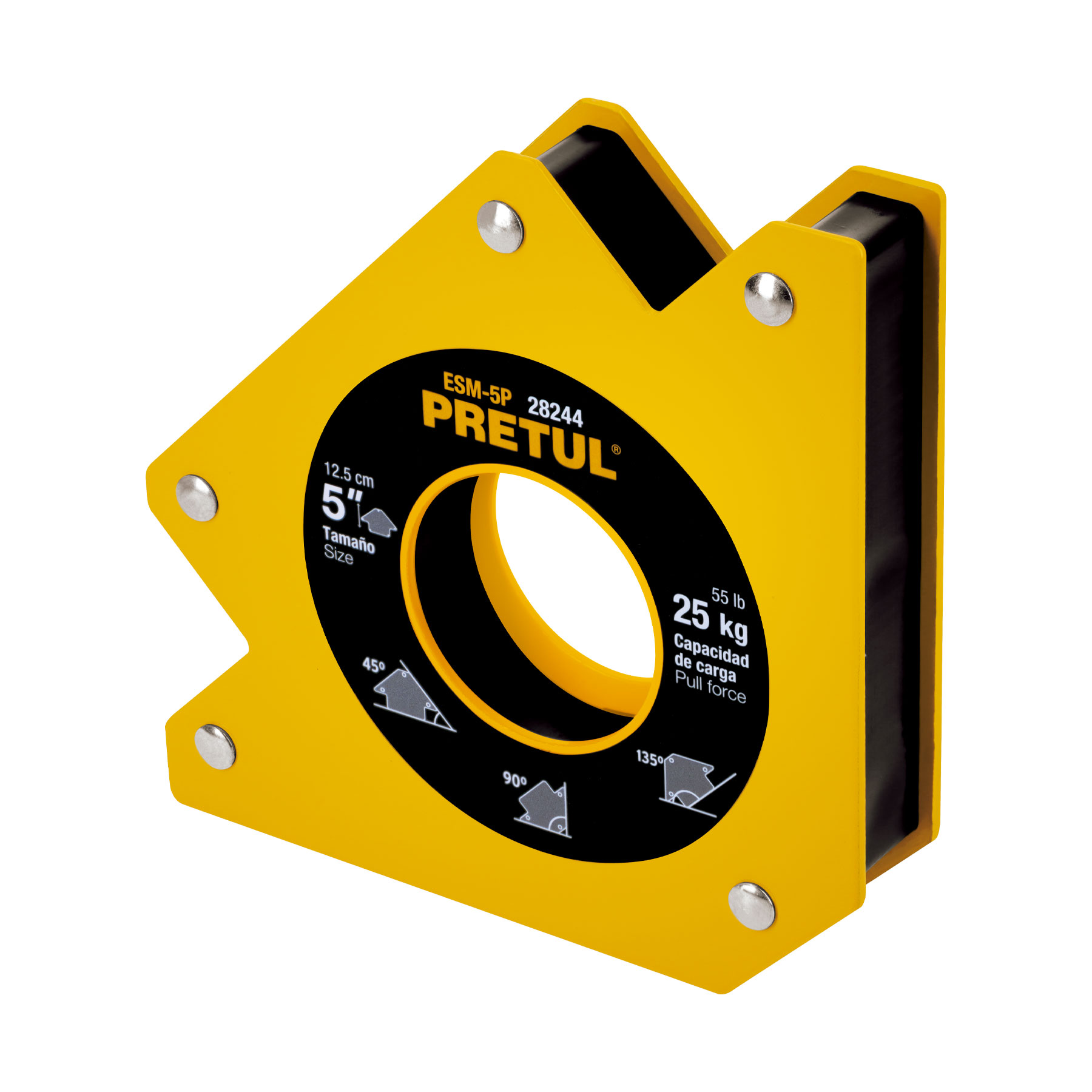 Escuadra magnética p/soldar, 5', capacidad 25 kg, PRETUL