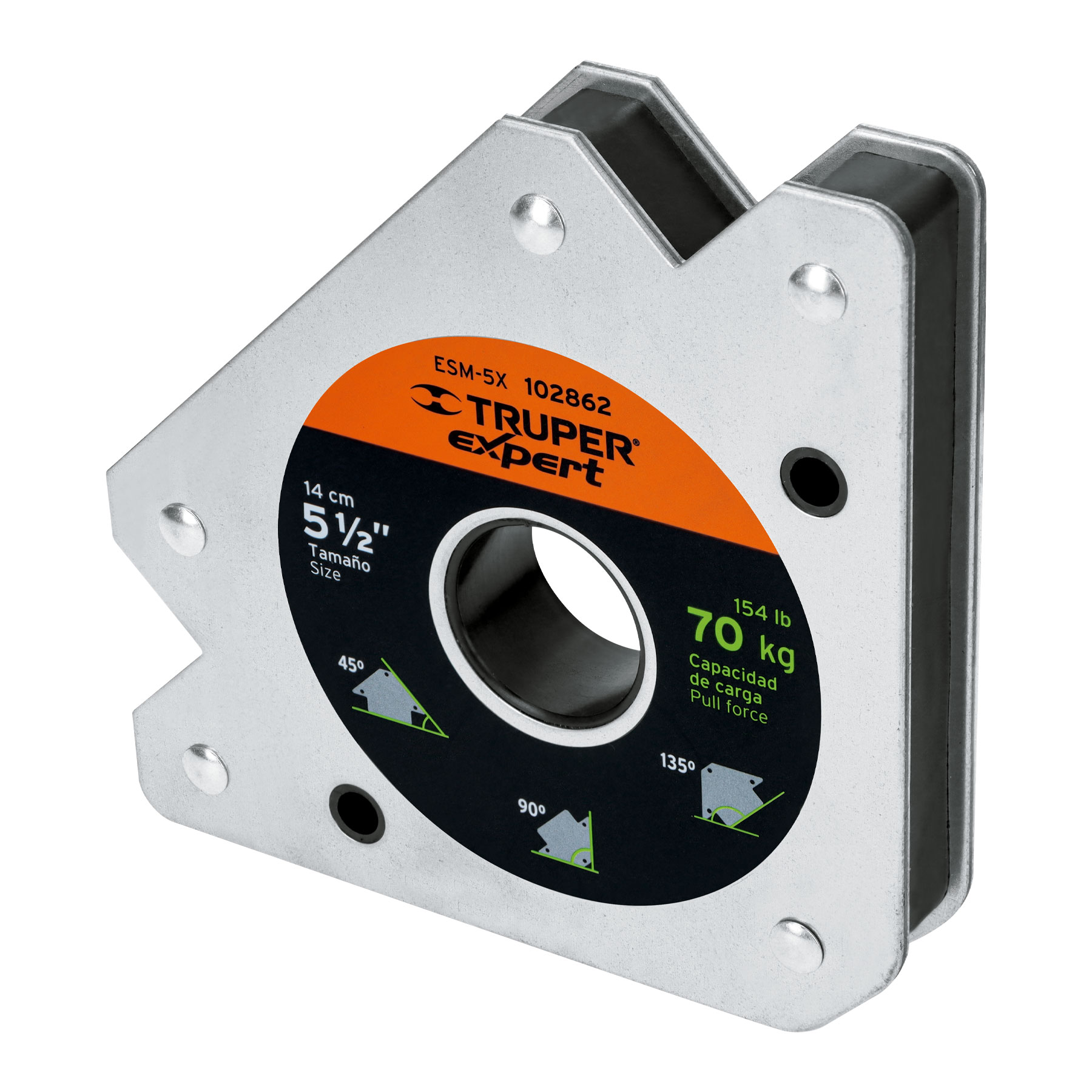 Escuadra magnética p/soldar, 5-1/2', capacidad 70 kg, EXPERT