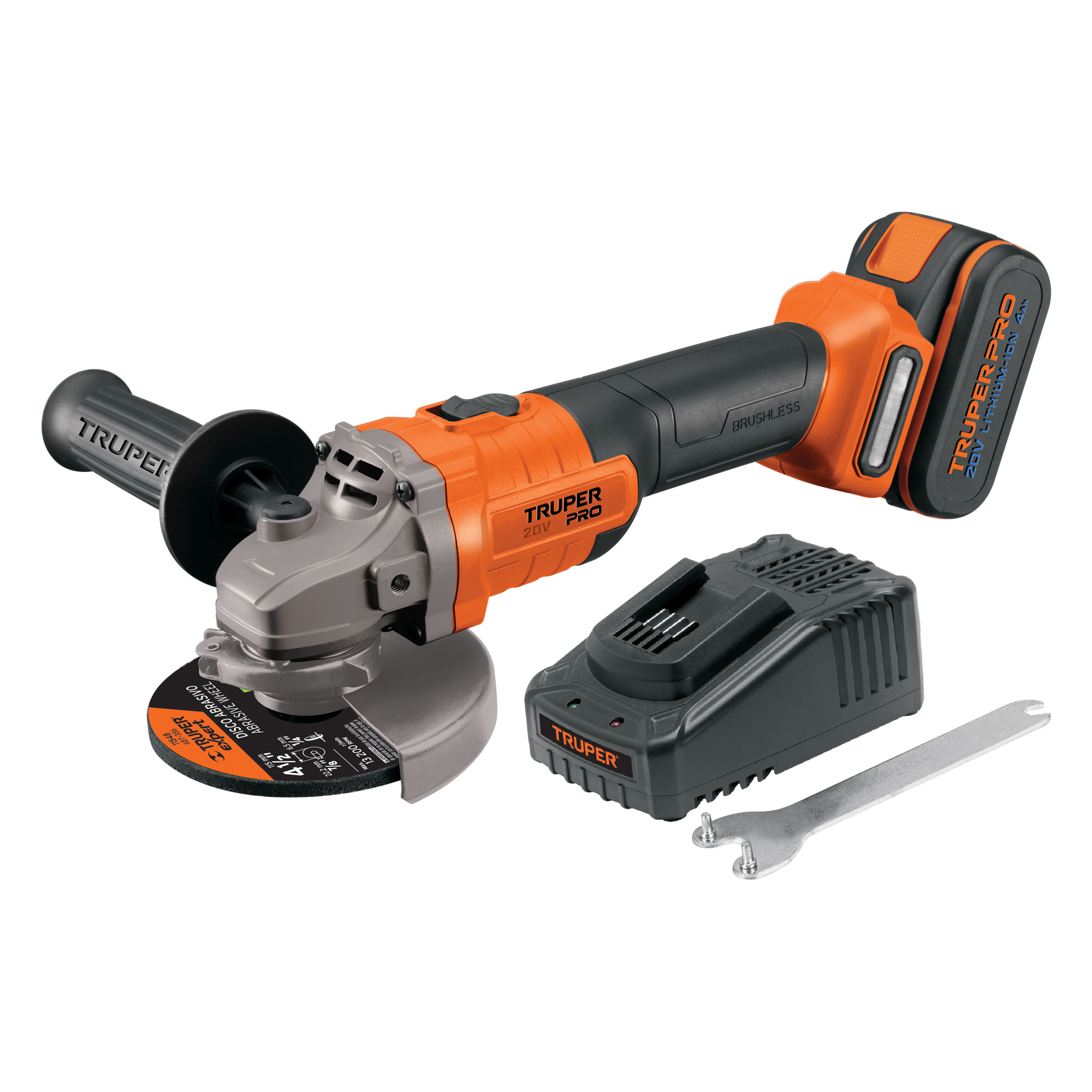 Esmeriladora 4-1/2', 20V, 1 batería 4Ah, TRUPER PRO
