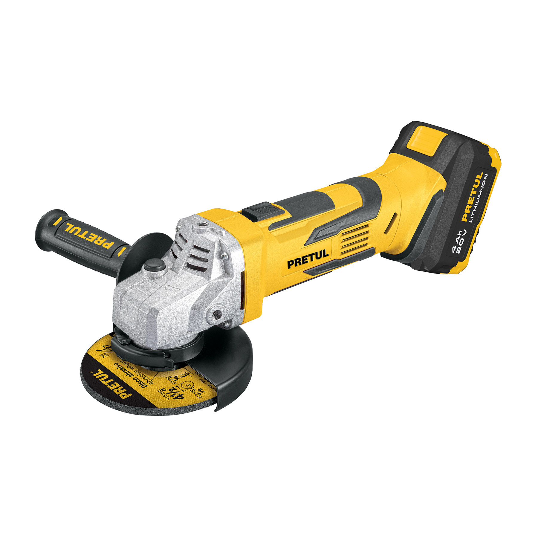 Esmeriladora 4-1/2', 20V, 1 batería 4Ah, PRETUL