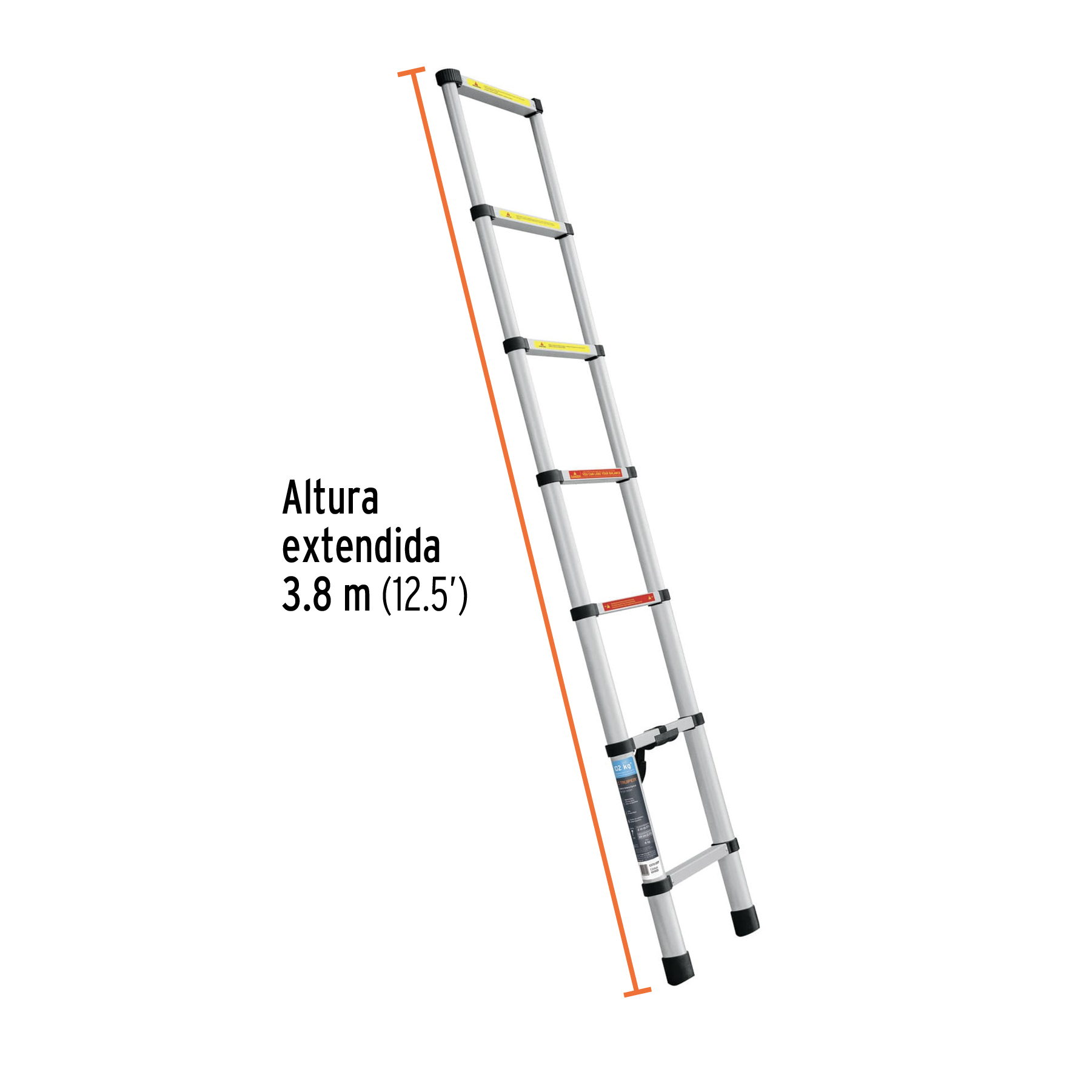 Escalera telescópica,13 peldaños, tipo II, capacidad 102kg - Imagen 3