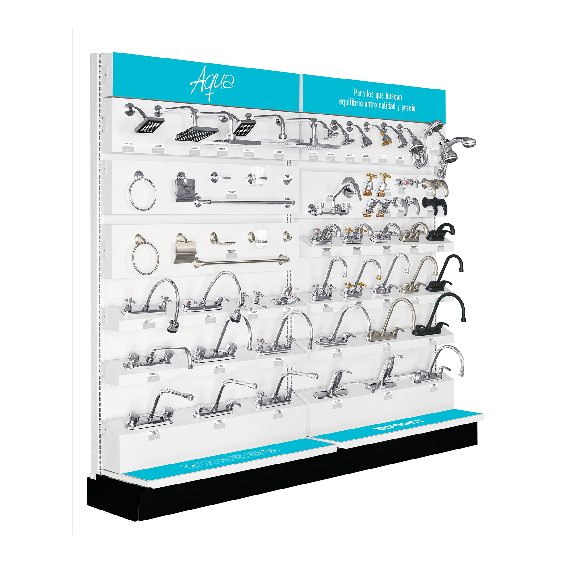 Exhibidor tipo góndola, Foset Aqua