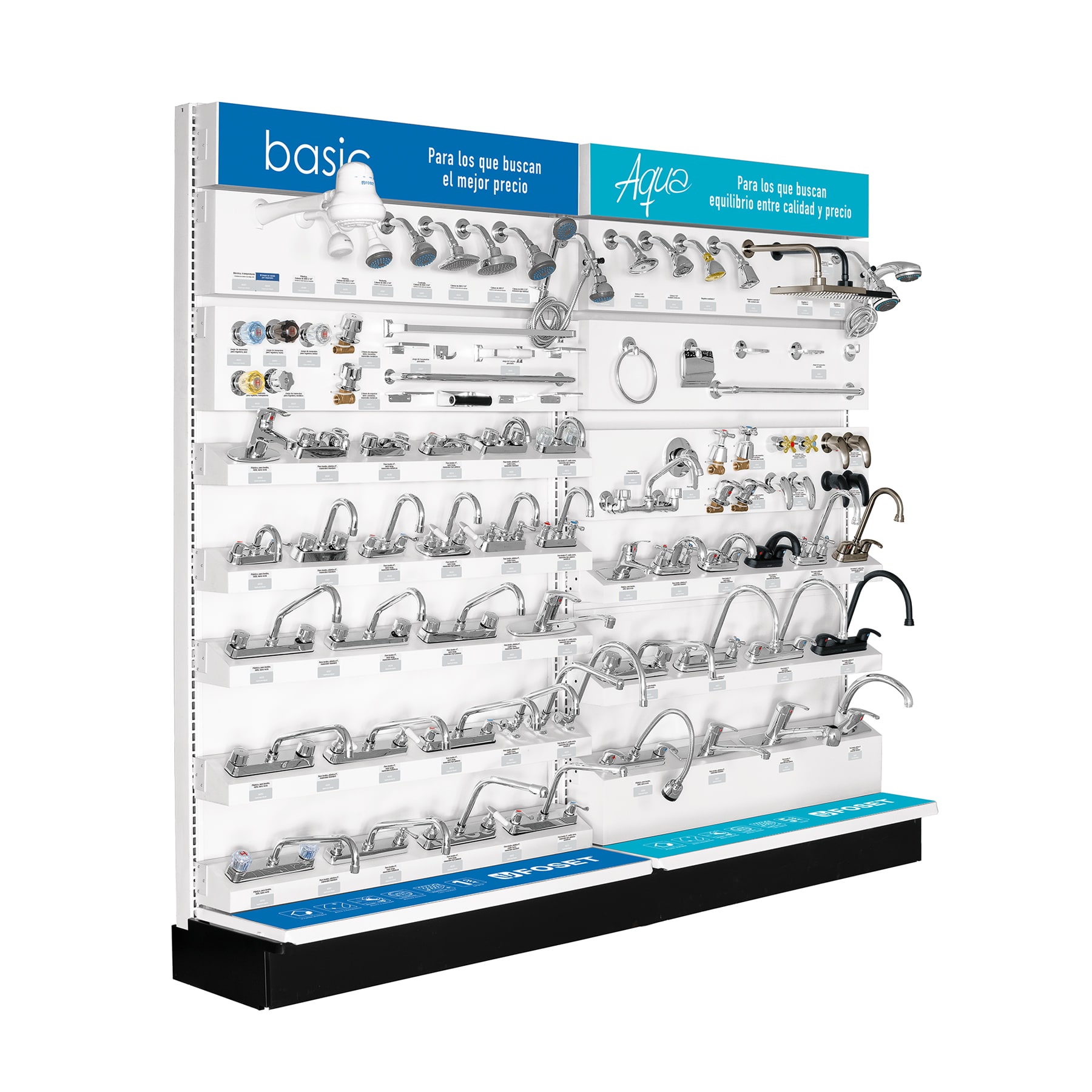 Exhibidor tipo góndola, Foset Basic/Aqua