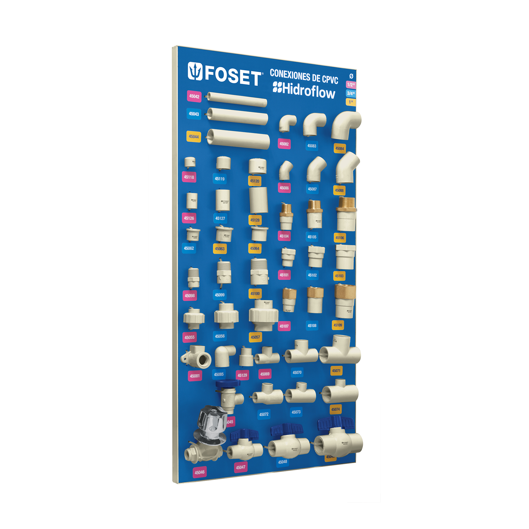 Exhibidor con conexiones de CPVC, Foset