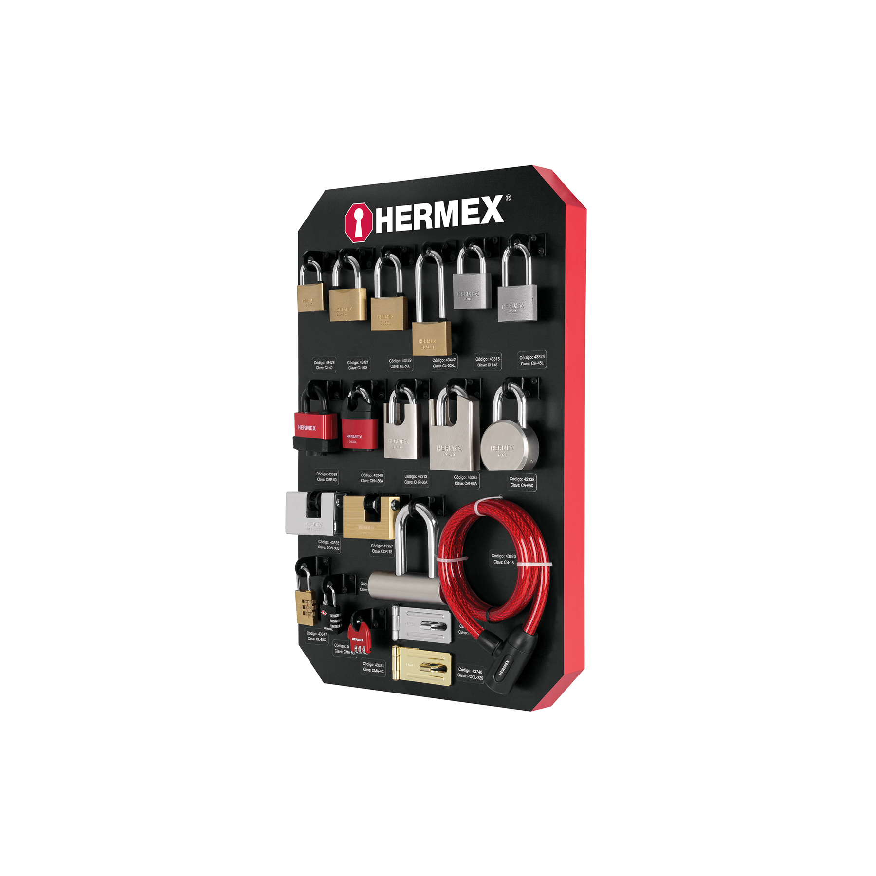 Exhibidor con candados, HERMEX