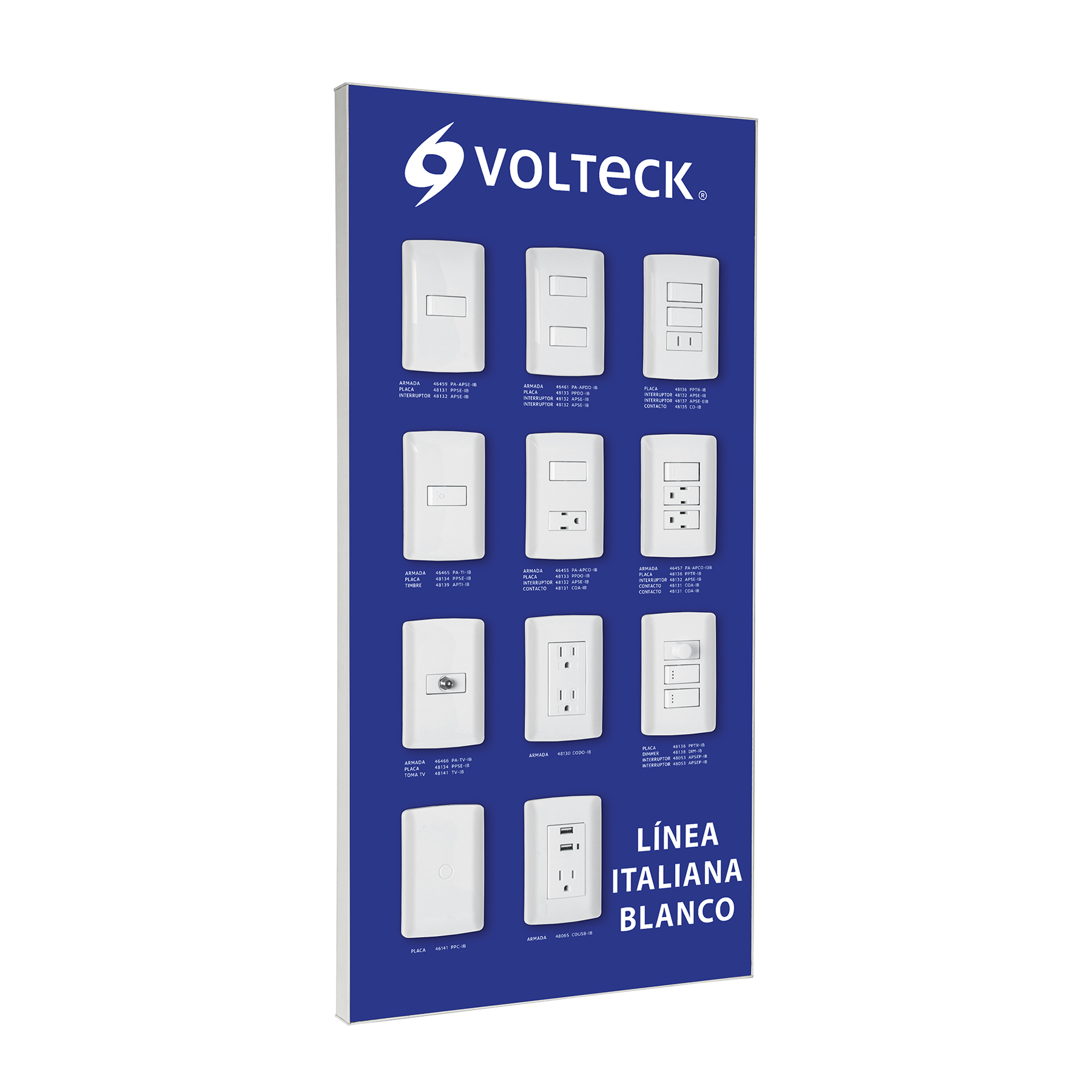 Exhibidor línea italiana blanco Volteck