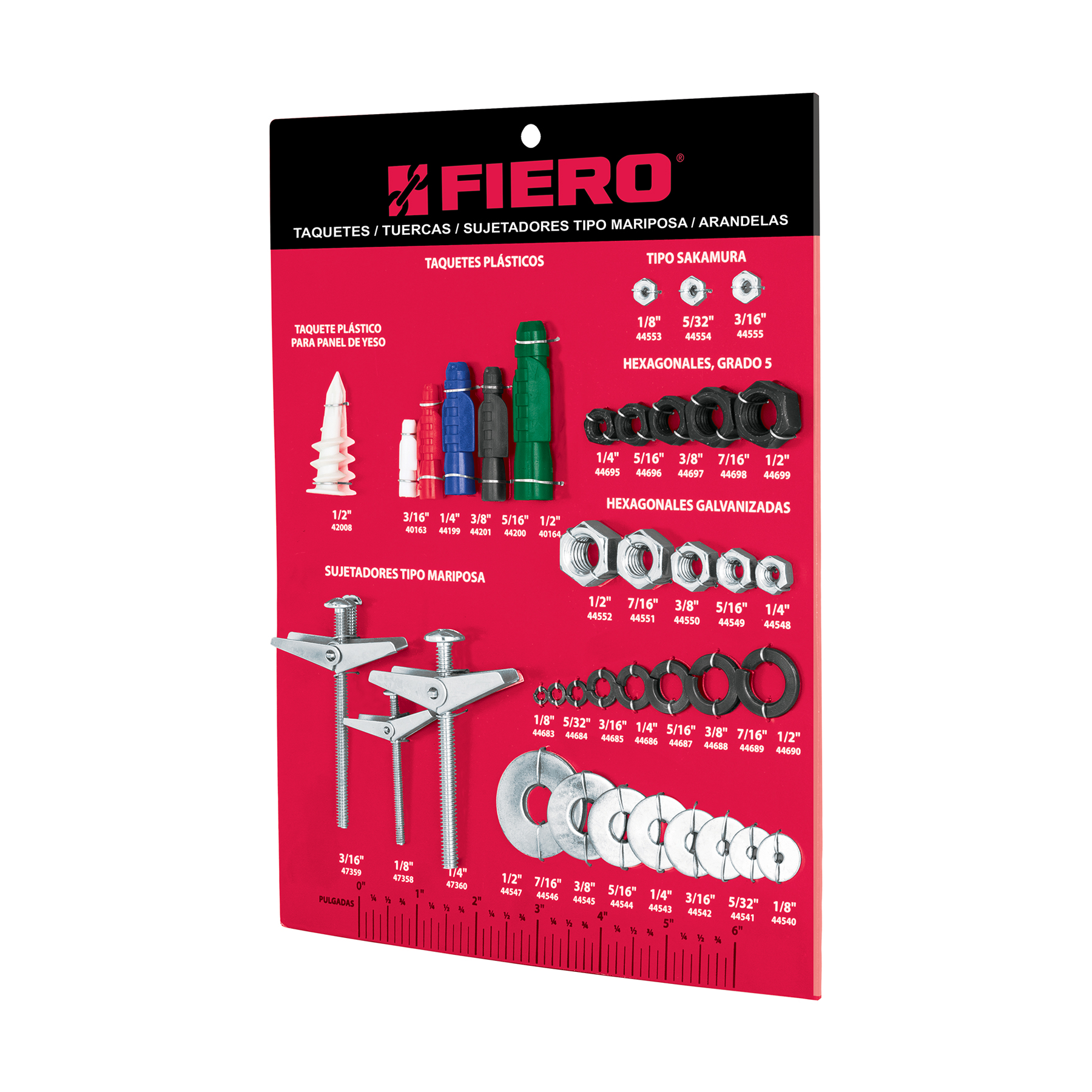 Exhibidor FIERO de taquetes, tuercas y arandelas