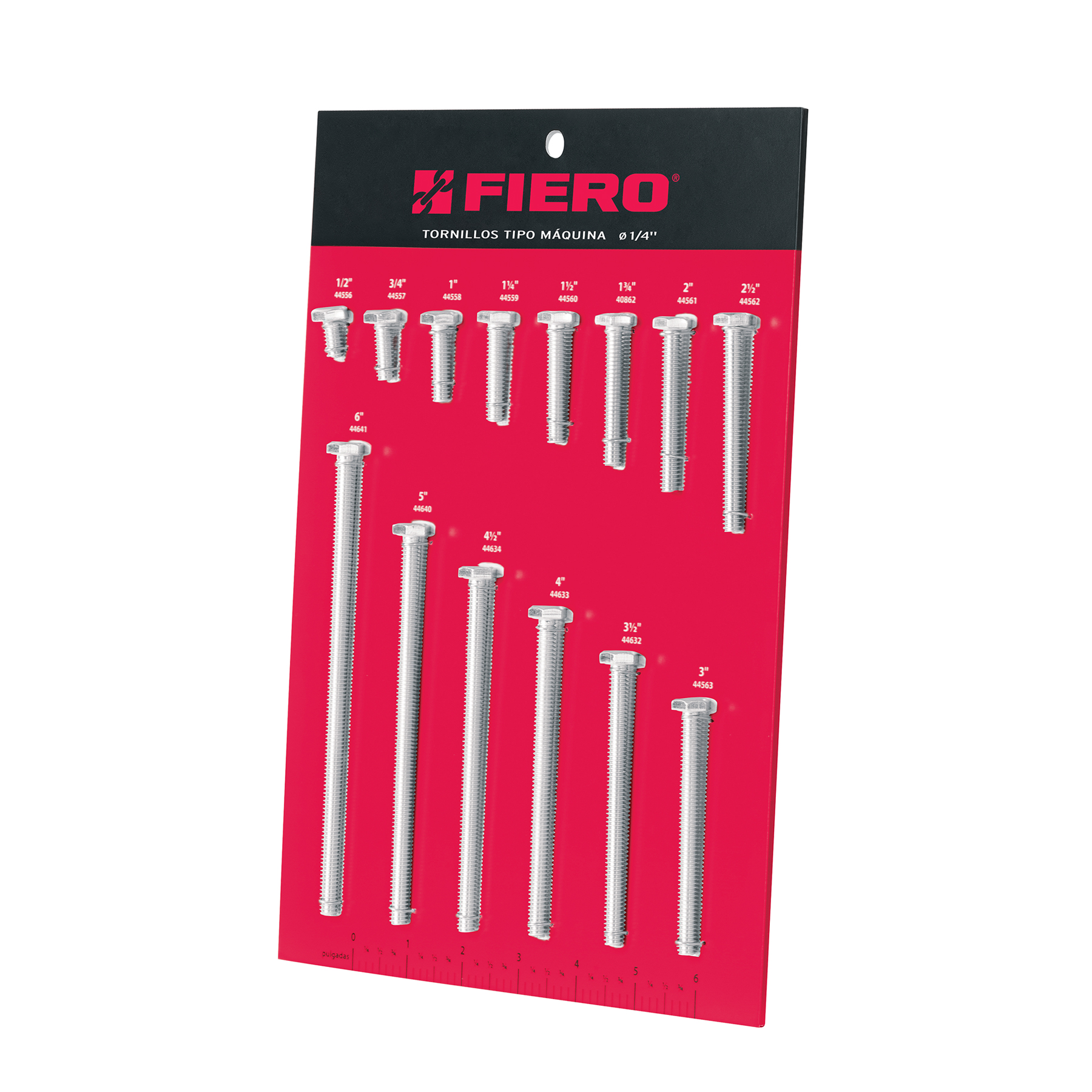 Exhibidor FIERO con tornillos tipo máquina, 1/4'