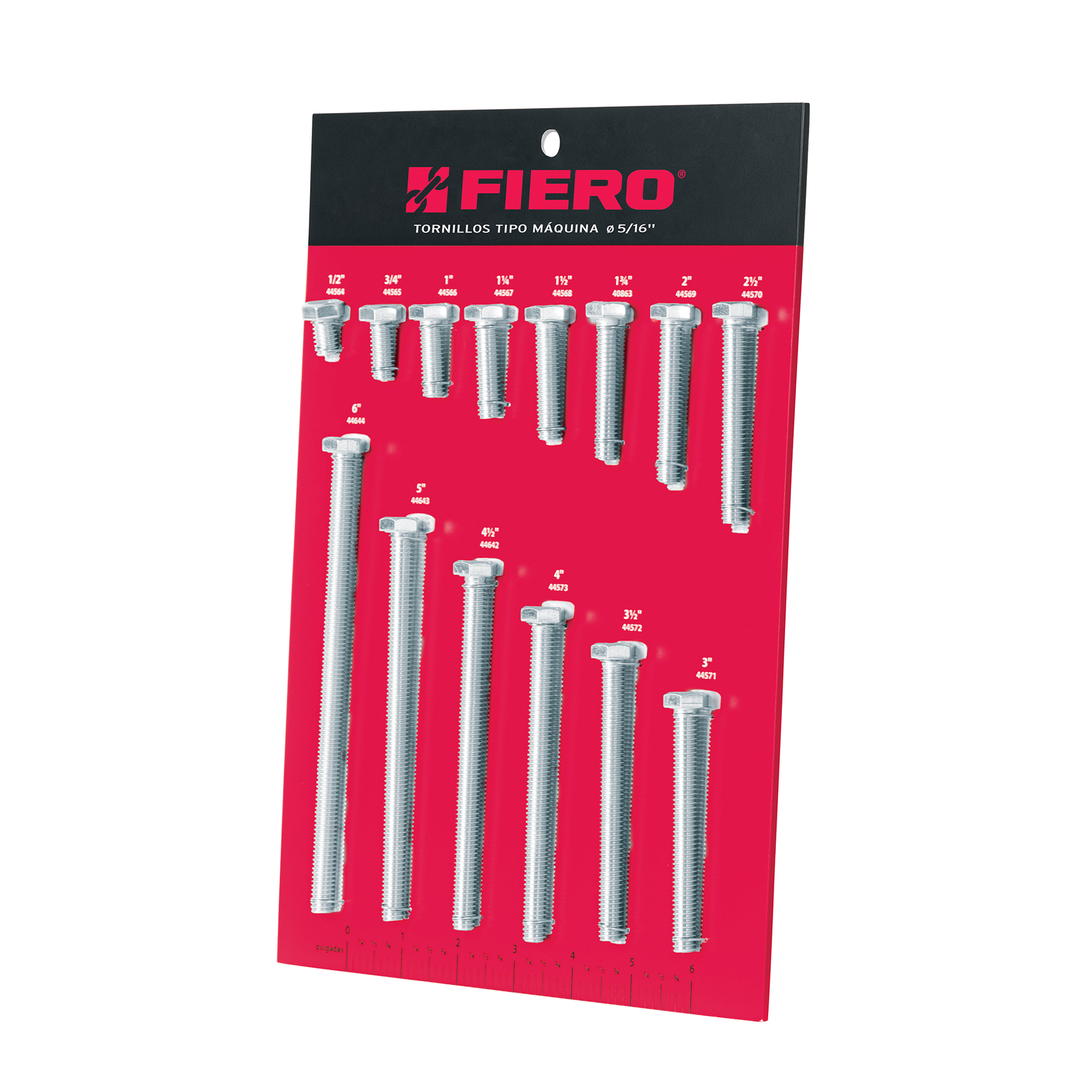 Exhibidor FIERO con tornillos tipo máquina, 5/16'