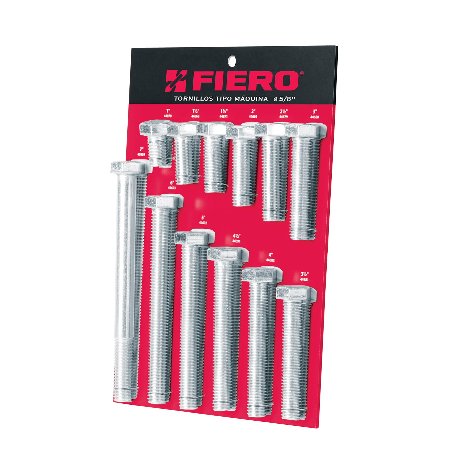Exhibidor FIERO con tornillos tipo máquina, 5/8'