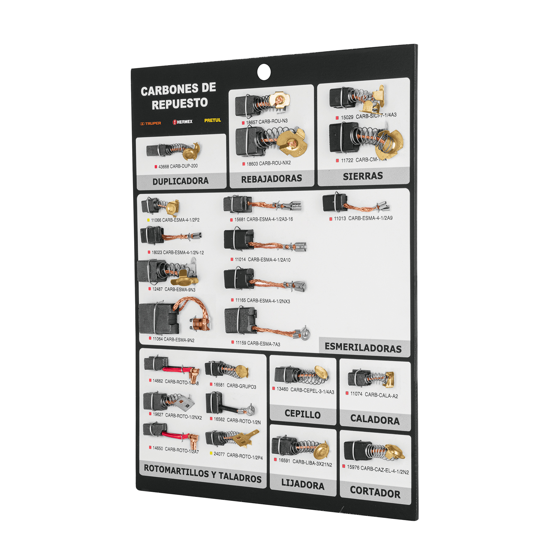 Exhibidor Truper de carbones de repuesto