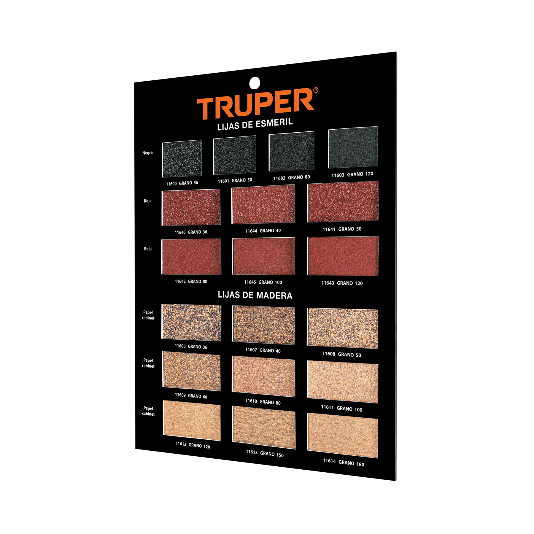 Exhibidor Truper de lijas de madera