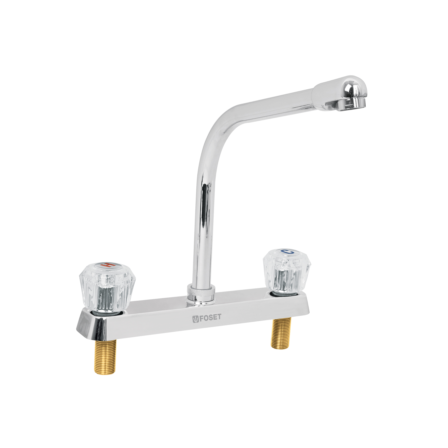 Mezcladora 8' fregadero cromo, cuello cobra, acrílico, BASIC